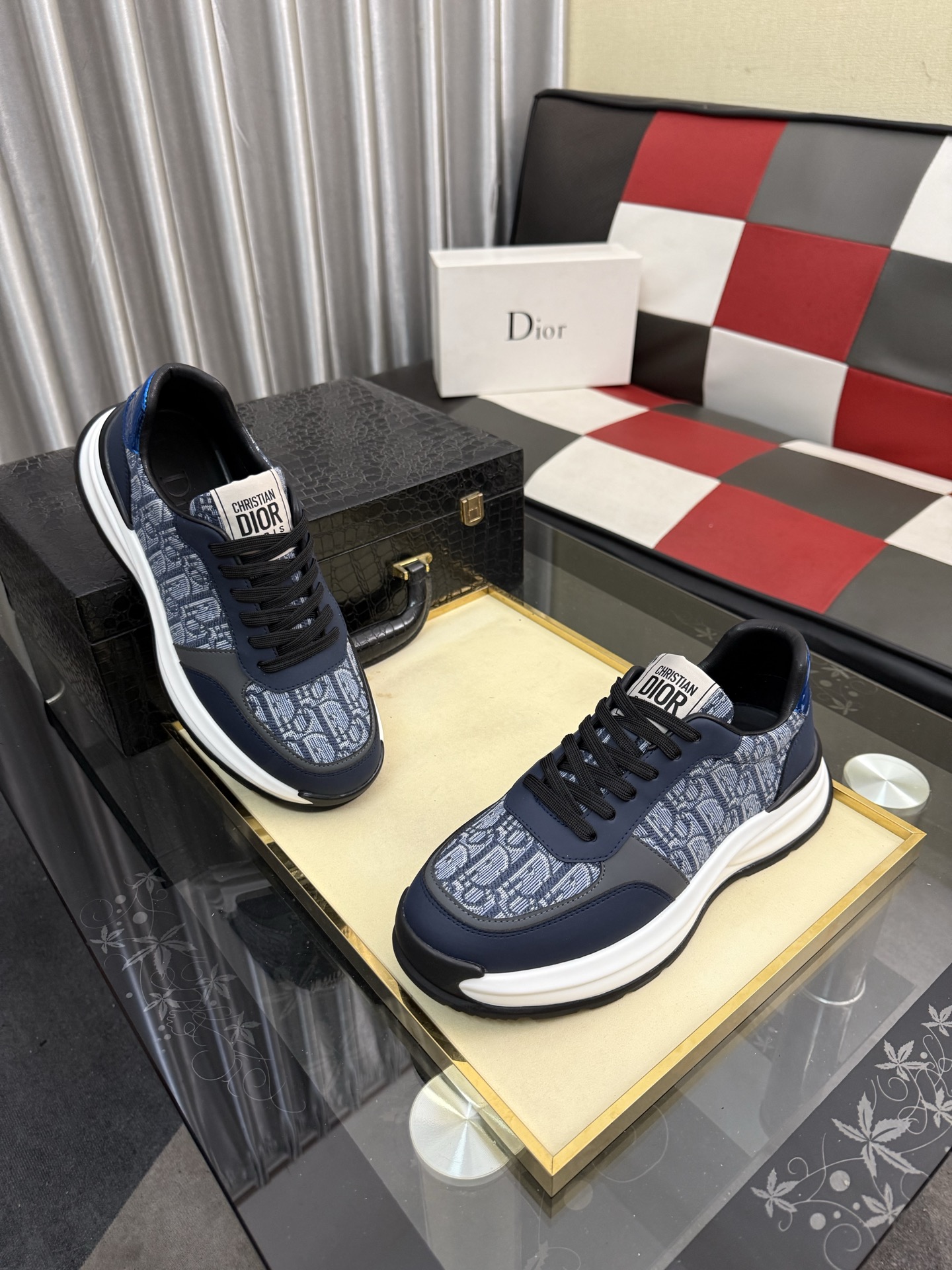 Dior 高仿 Oblique老花厚底運動鞋 藍灰拼接休閒百搭款| 13 Dior 高仿 Oblique老花厚底運動鞋 藍灰拼接休閒百搭款