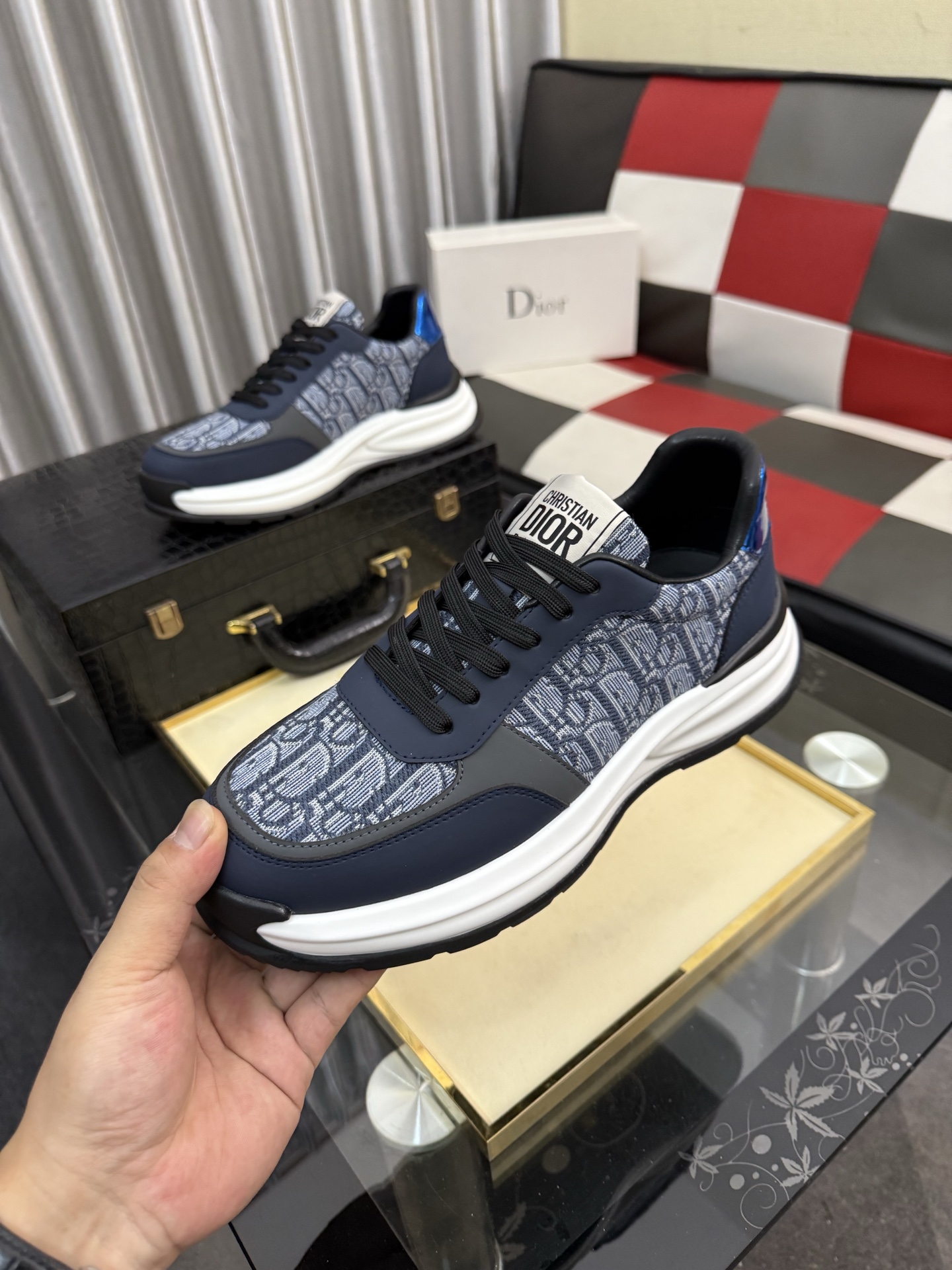 Dior 高仿 Oblique老花厚底運動鞋 藍灰拼接休閒百搭款| 11 Dior 高仿 Oblique老花厚底運動鞋 藍灰拼接休閒百搭款