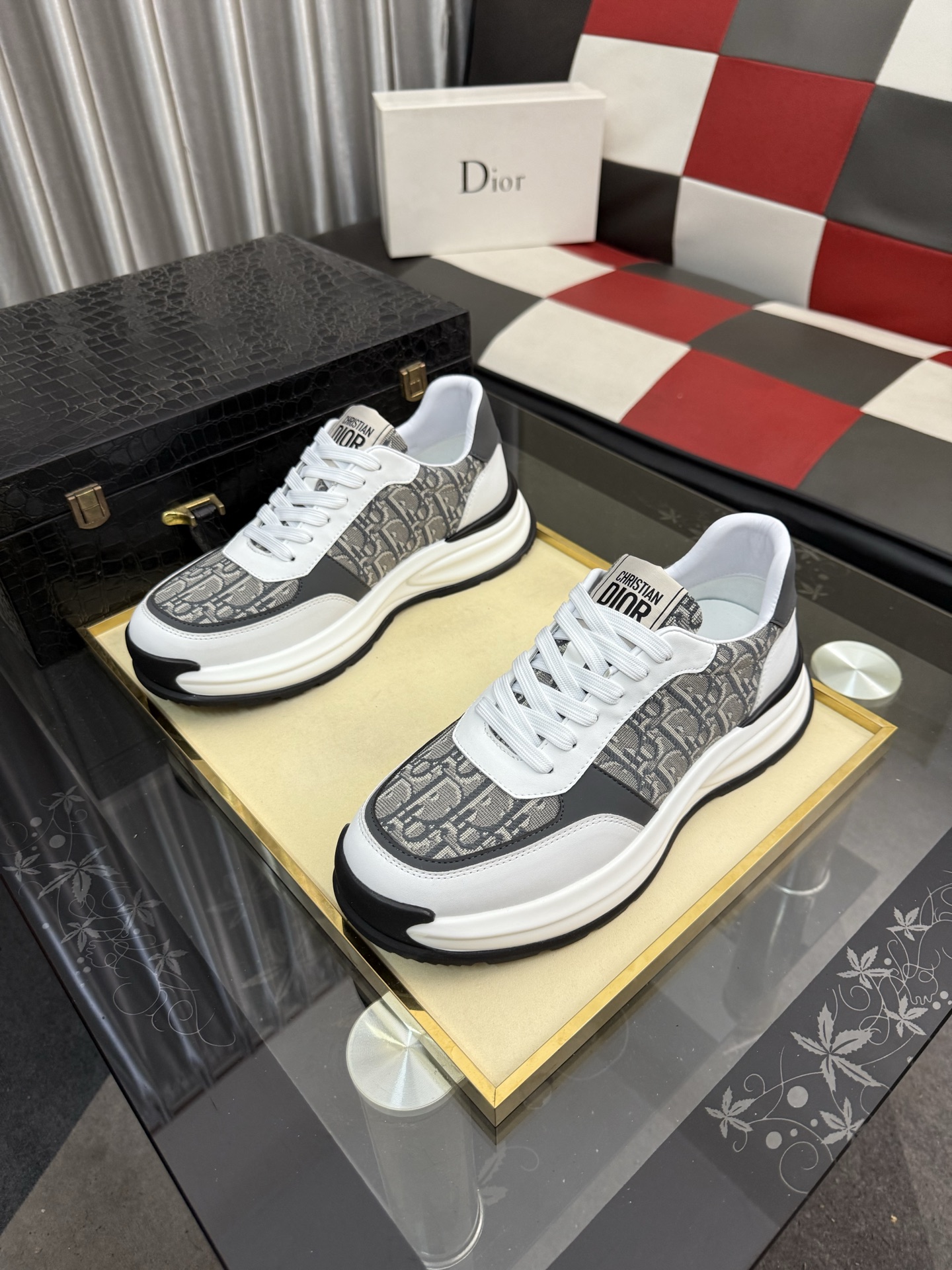 Dior 一比一 Oblique老花運動鞋 白灰拼接厚底休閒款| 14 Dior 一比一 Oblique老花運動鞋 白灰拼接厚底休閒款