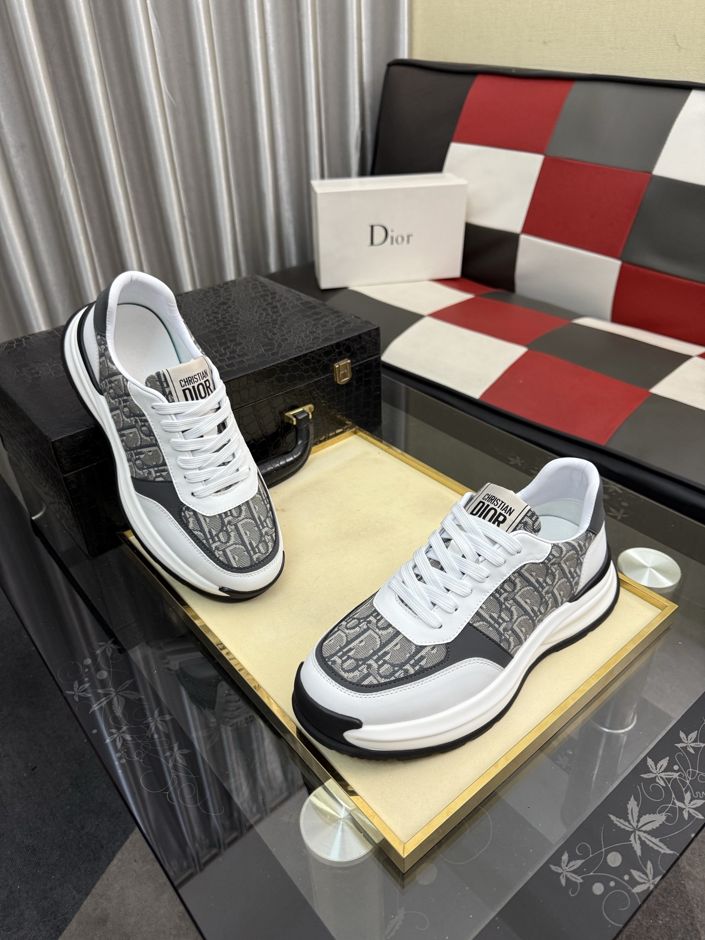 Dior 一比一 Oblique老花運動鞋 白灰拼接厚底休閒款| 13 Dior 一比一 Oblique老花運動鞋 白灰拼接厚底休閒款