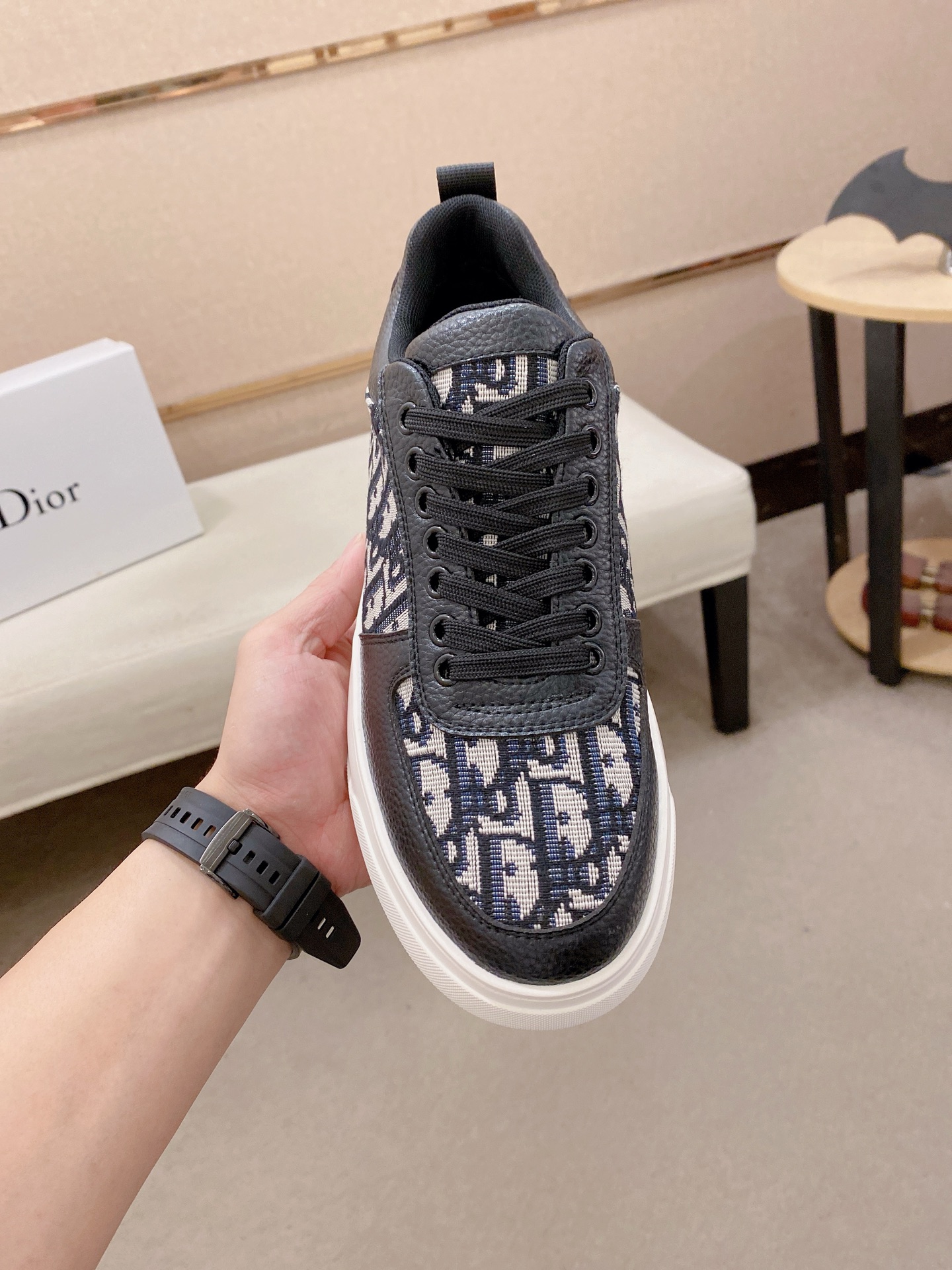 Dior 高仿Oblique帆布低筒鞋 黑白拼接休閒潮流款| 14 Dior 高仿Oblique帆布低筒鞋 黑白拼接休閒潮流款