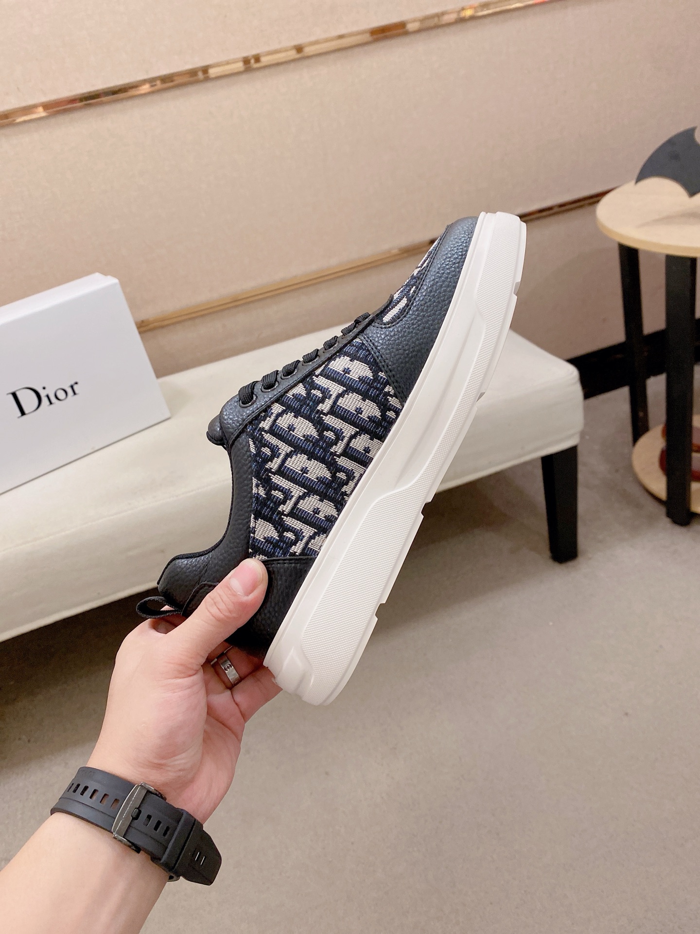 Dior 高仿Oblique帆布低筒鞋 黑白拼接休閒潮流款| 11 Dior 高仿Oblique帆布低筒鞋 黑白拼接休閒潮流款
