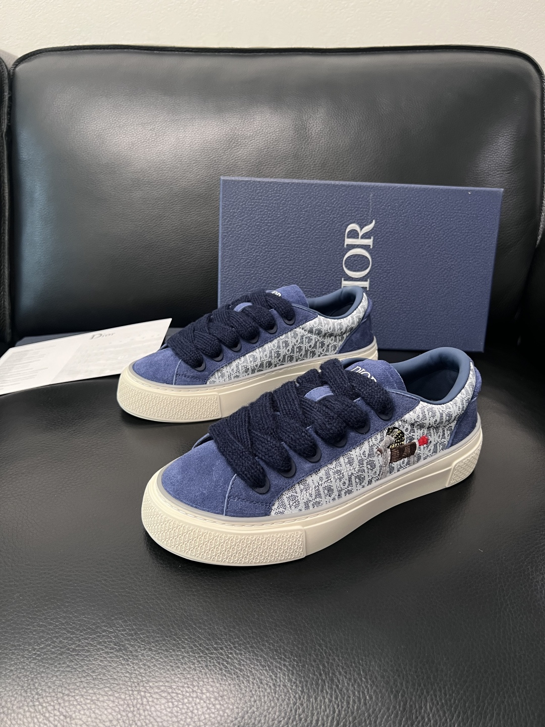 Dior 高仿藍色字母拼接休閒鞋 復古百搭低幫板鞋| 14 Dior 高仿藍色字母拼接休閒鞋 復古百搭低幫板鞋