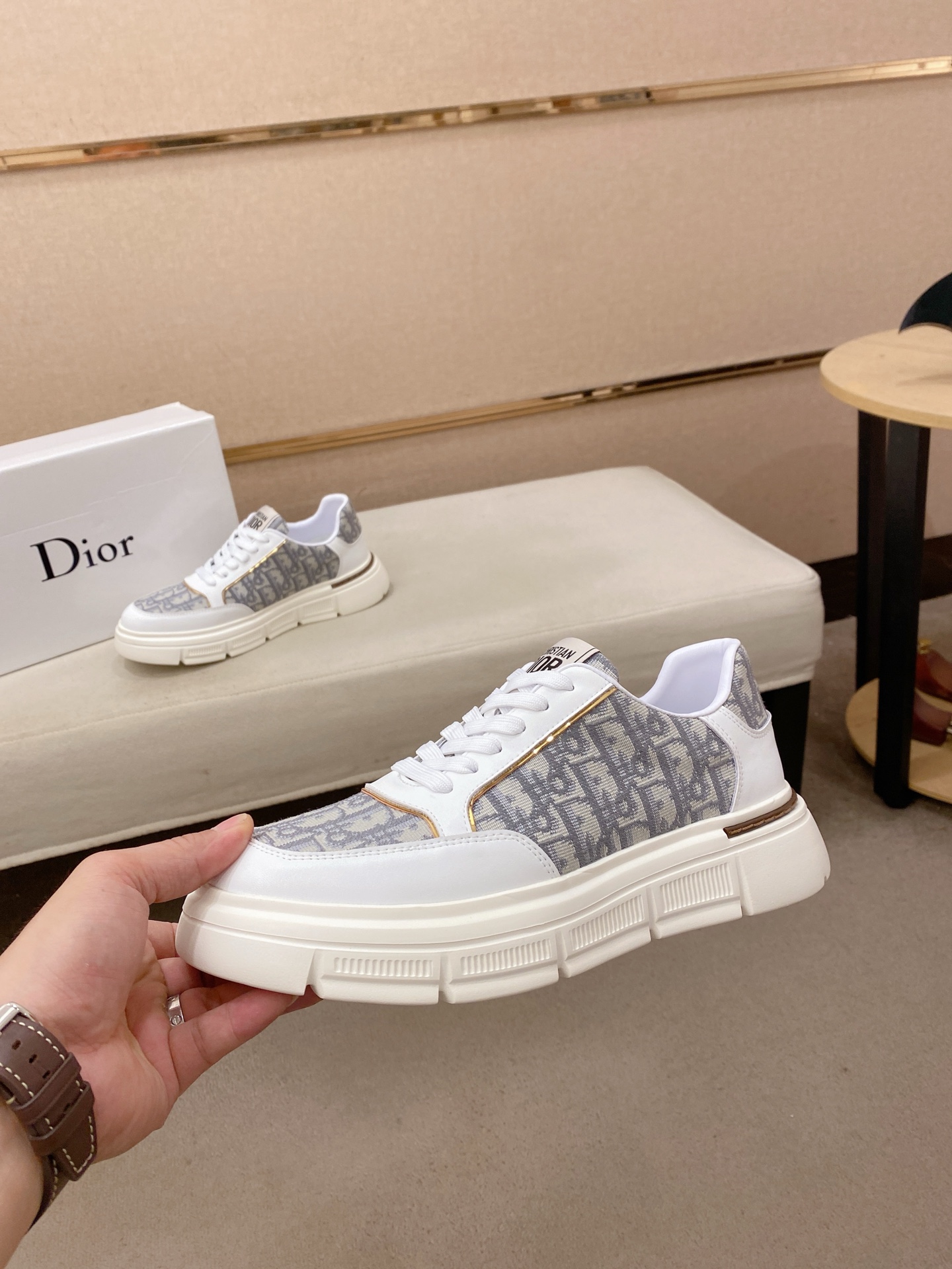 Dior 高仿老花厚底休閒鞋 經典Oblique拼接設計百搭款| 13 Dior 高仿老花厚底休閒鞋 經典Oblique拼接設計百搭款