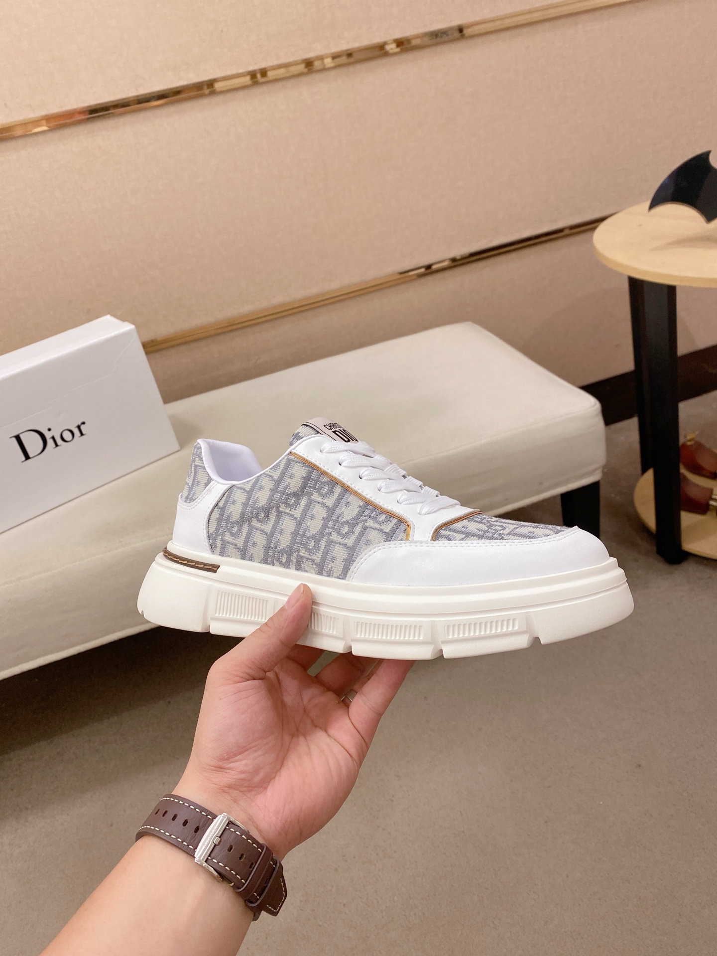 Dior 高仿老花厚底休閒鞋 經典Oblique拼接設計百搭款| 12 Dior 高仿老花厚底休閒鞋 經典Oblique拼接設計百搭款