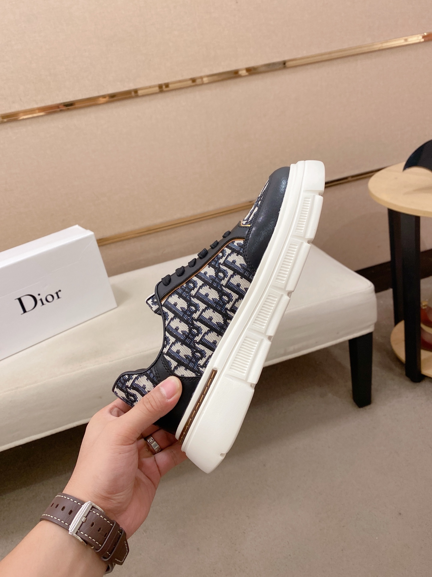 Dior 一比一黑色老花厚底休閒鞋 Oblique拼接潮流款| 11 Dior 一比一黑色老花厚底休閒鞋 Oblique拼接潮流款