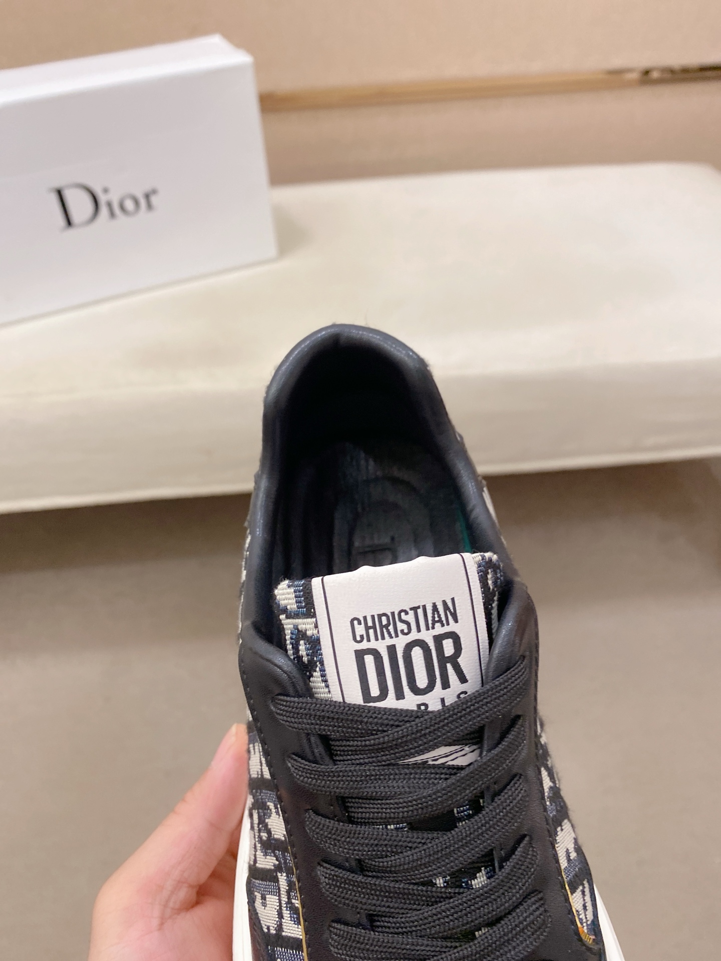 Dior 一比一黑色老花厚底休閒鞋 Oblique拼接潮流款| 10 Dior 一比一黑色老花厚底休閒鞋 Oblique拼接潮流款