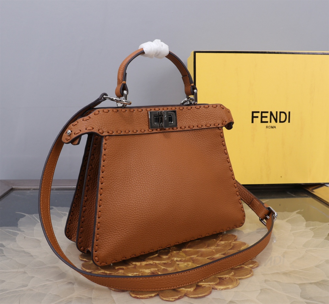 Fendi 一比一 Peekaboo 中號手提包 奶茶灰色內袋款| 14 Fendi 一比一 Peekaboo 中號手提包 奶茶灰色內袋款