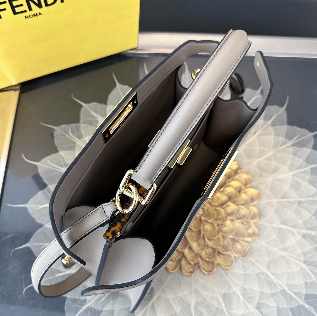 Fendi 一比一 Peekaboo 中號手提包 灰米拼色內袋款| 10 Fendi 一比一 Peekaboo 中號手提包 灰米拼色內袋款