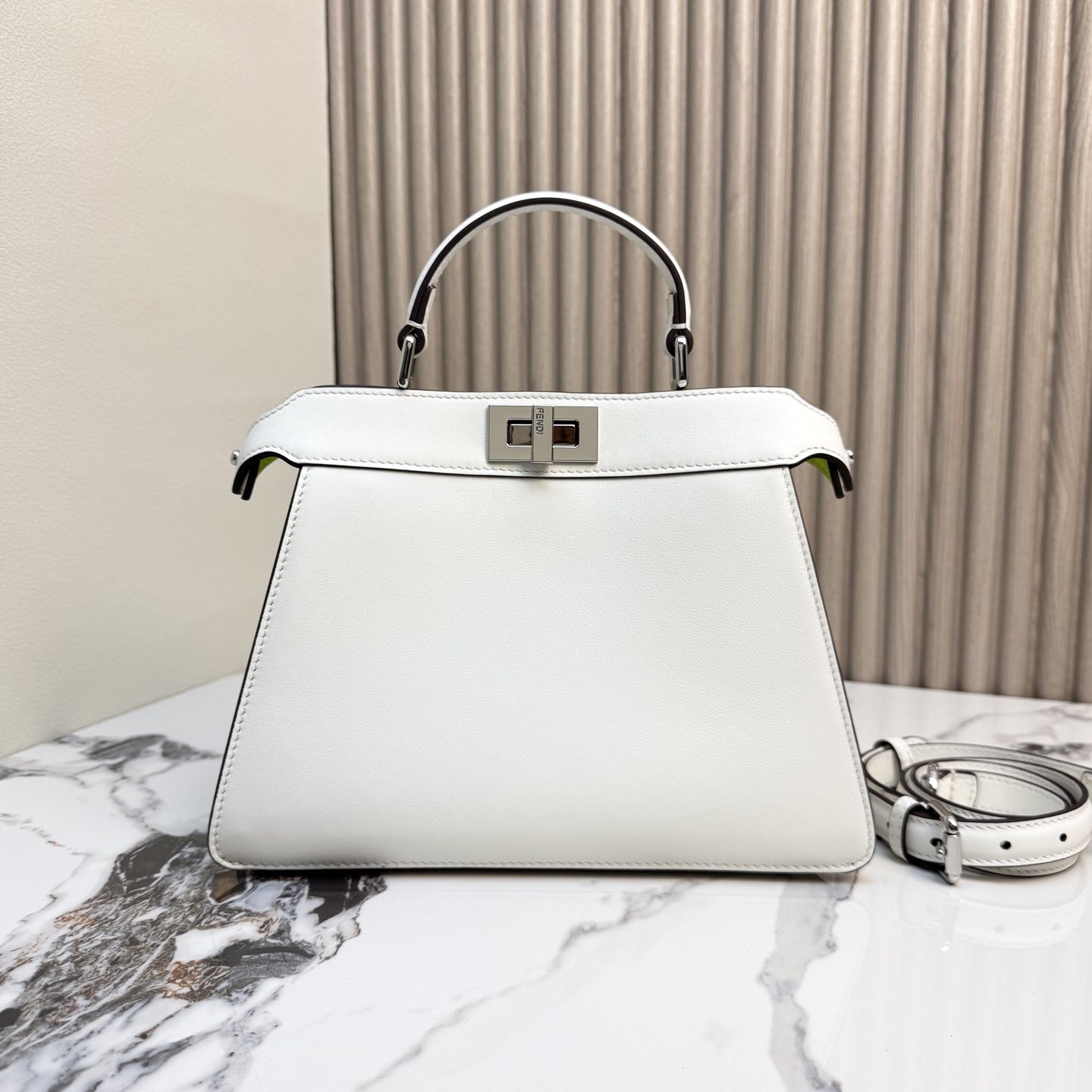 FENDI 一比一 Peekaboo 手提包 白色銀扣斜背款| 12 FENDI 一比一 Peekaboo 手提包 白色銀扣斜背款