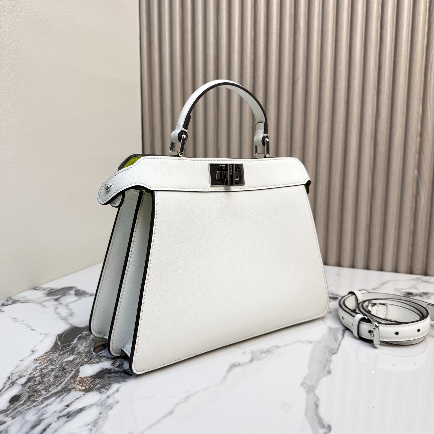 FENDI 一比一 Peekaboo 手提包 白色銀扣斜背款| 11 FENDI 一比一 Peekaboo 手提包 白色銀扣斜背款