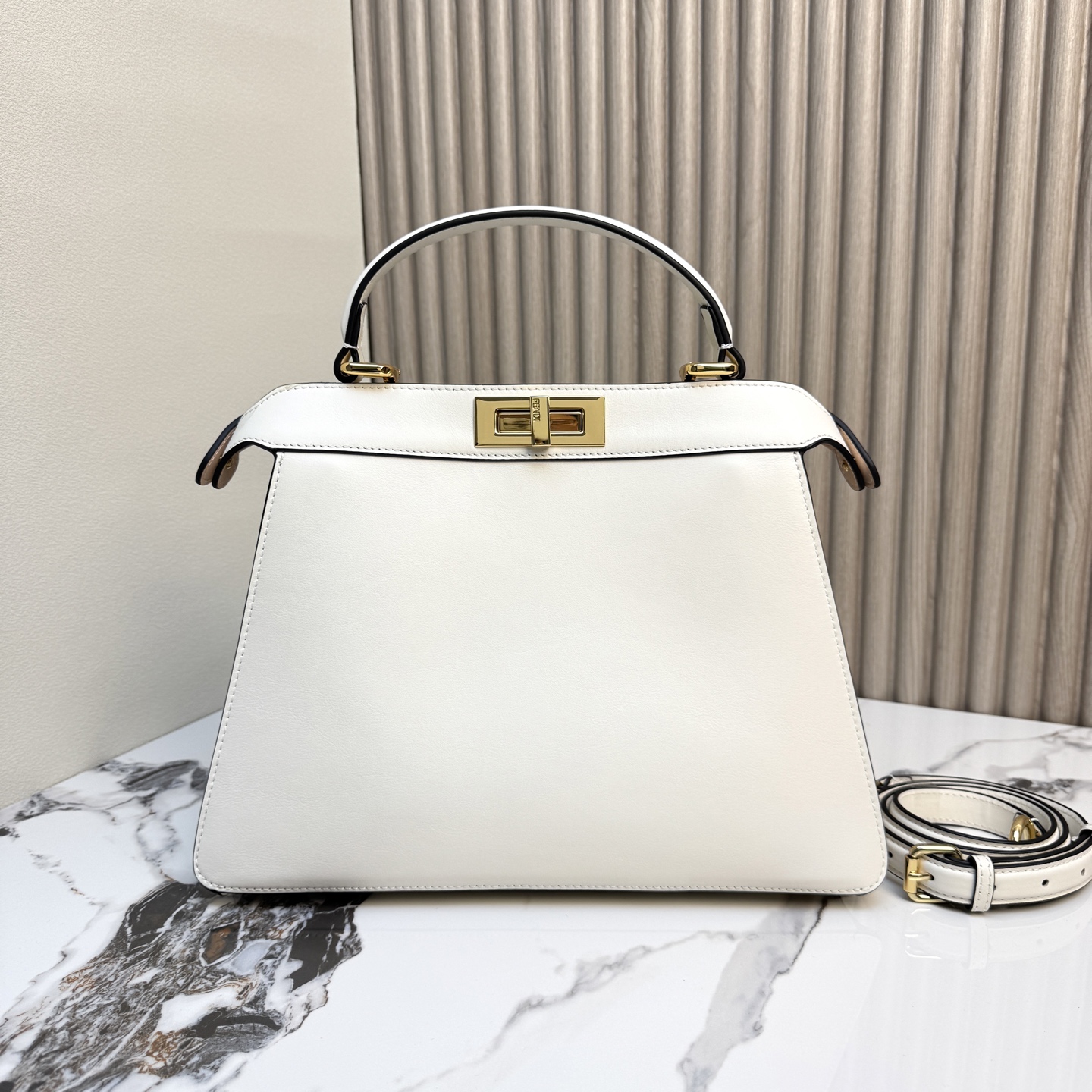 Fendi 一比一 Peekaboo 手提包 米白色 牛皮斜背包| 13 Fendi 一比一 Peekaboo 手提包 米白色 牛皮斜背包