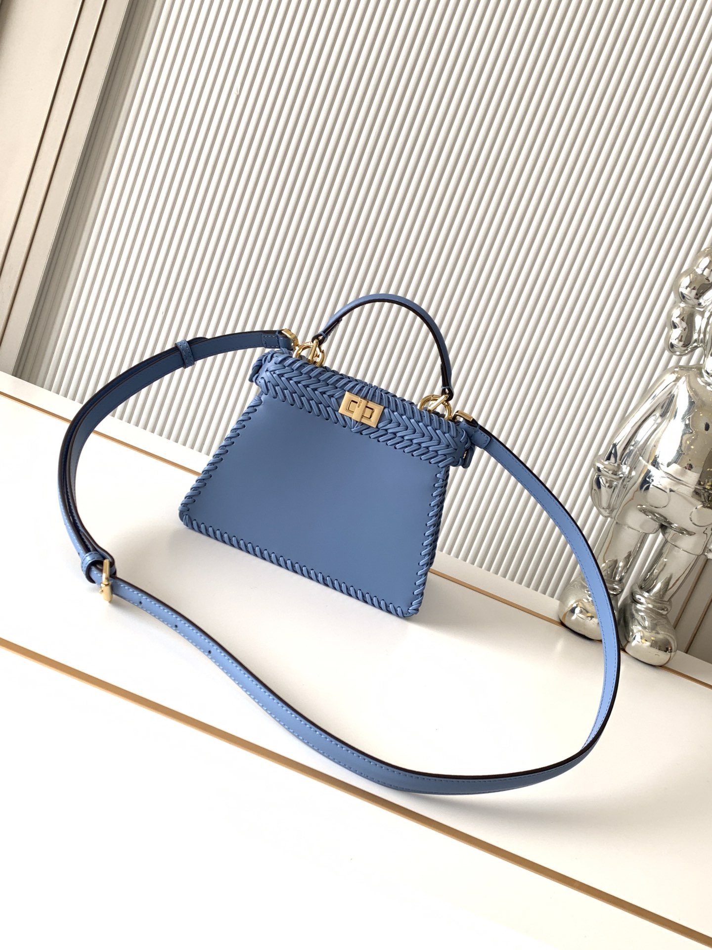 Fendi 原單 Peekaboo 編織迷你包 藍色拼色斜背包| 14 Fendi 原單 Peekaboo 編織迷你包 藍色拼色斜背包