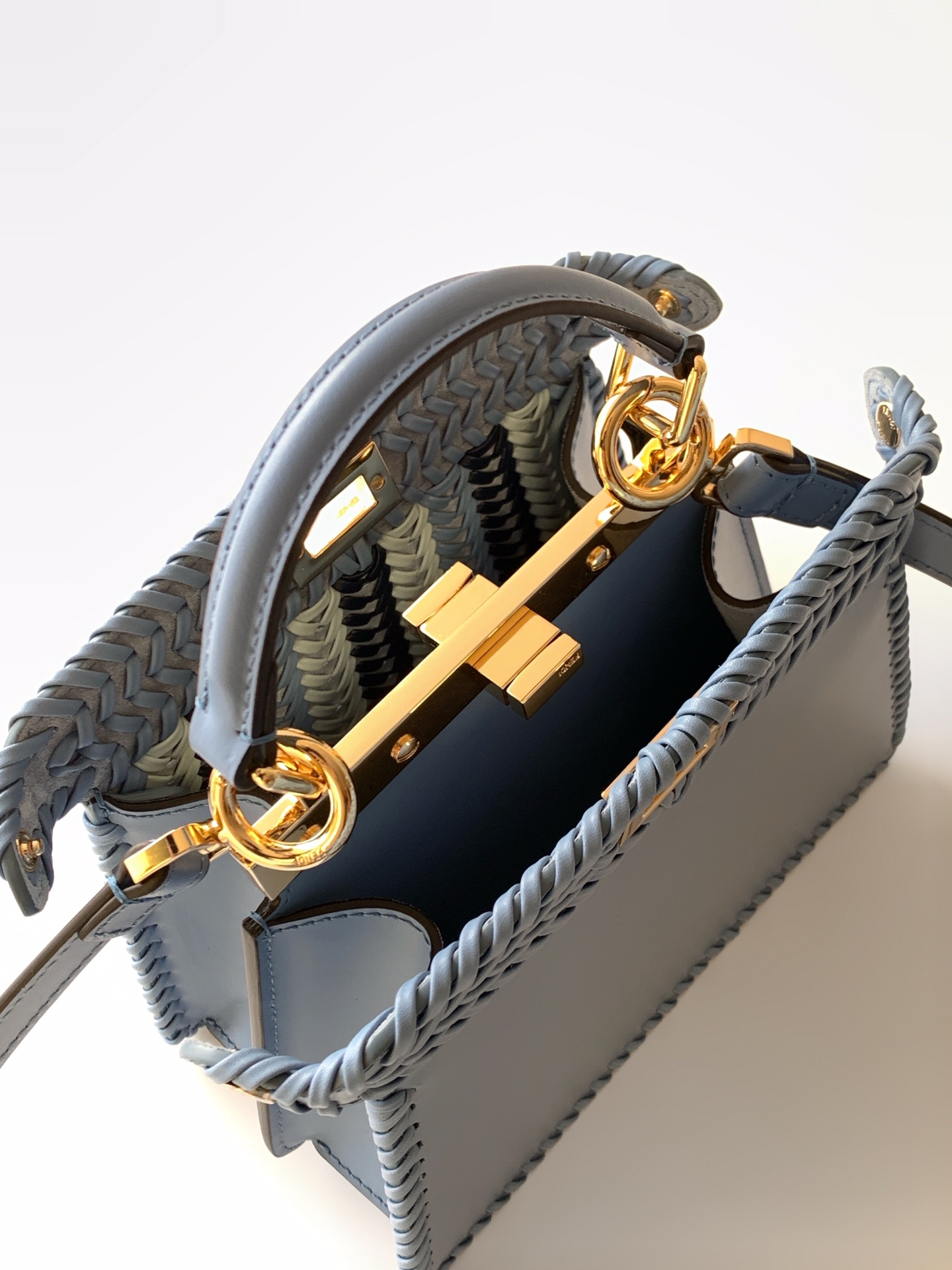 Fendi 原單 Peekaboo 編織迷你包 藍色拼色斜背包| 10 Fendi 原單 Peekaboo 編織迷你包 藍色拼色斜背包