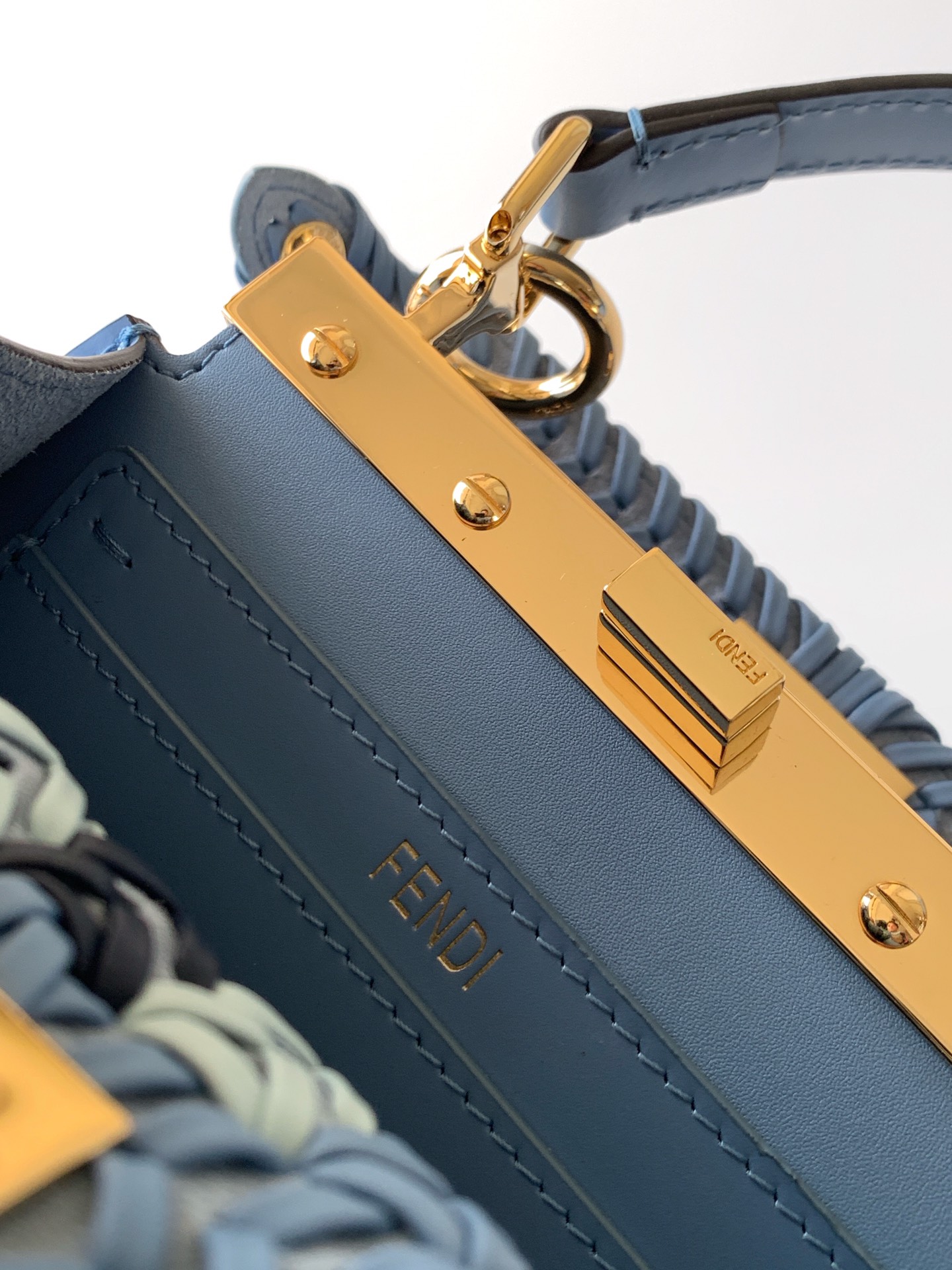 Fendi 原單 Peekaboo 編織迷你包 藍色拼色斜背包| 8 Fendi 原單 Peekaboo 編織迷你包 藍色拼色斜背包