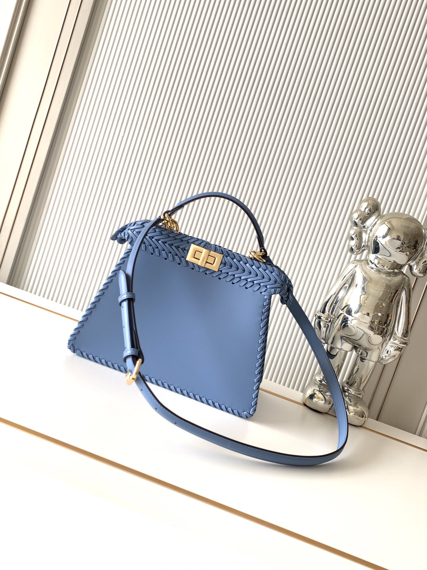 Fendi A貨 Peekaboo 編織迷你包 藍色時尚斜背包| 14 Fendi A貨 Peekaboo 編織迷你包 藍色時尚斜背包