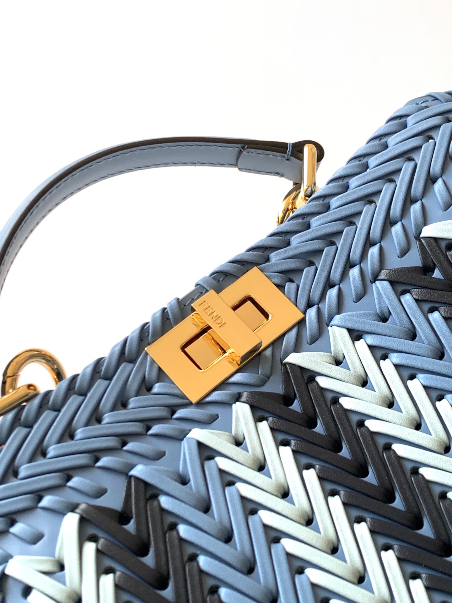 Fendi A貨 Peekaboo 編織迷你包 藍色時尚斜背包| 7 Fendi A貨 Peekaboo 編織迷你包 藍色時尚斜背包