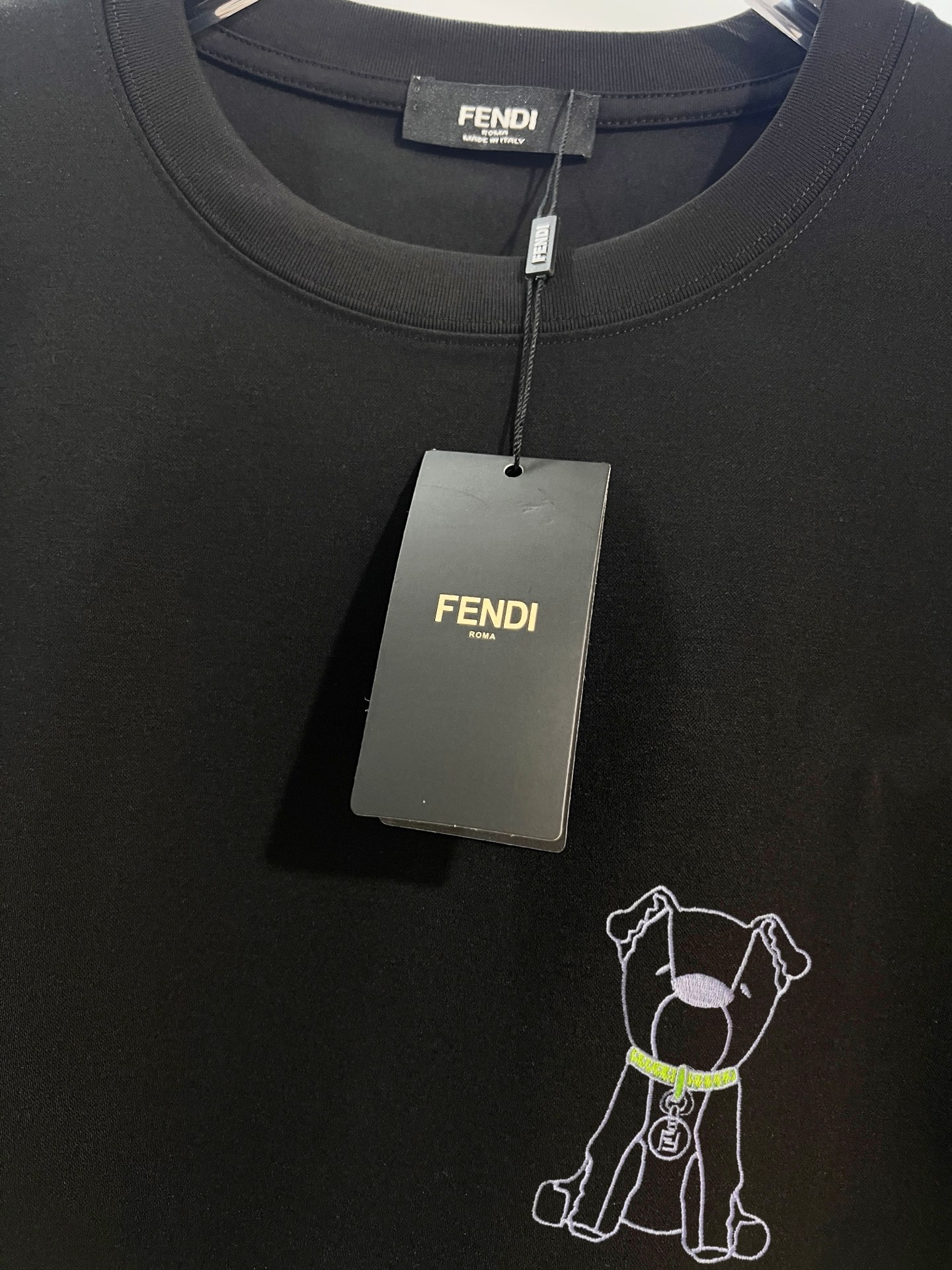 FENDI原單小狗刺繡短袖T恤寬鬆潮流純棉款| 12 FENDI原單小狗刺繡短袖T恤寬鬆潮流純棉款