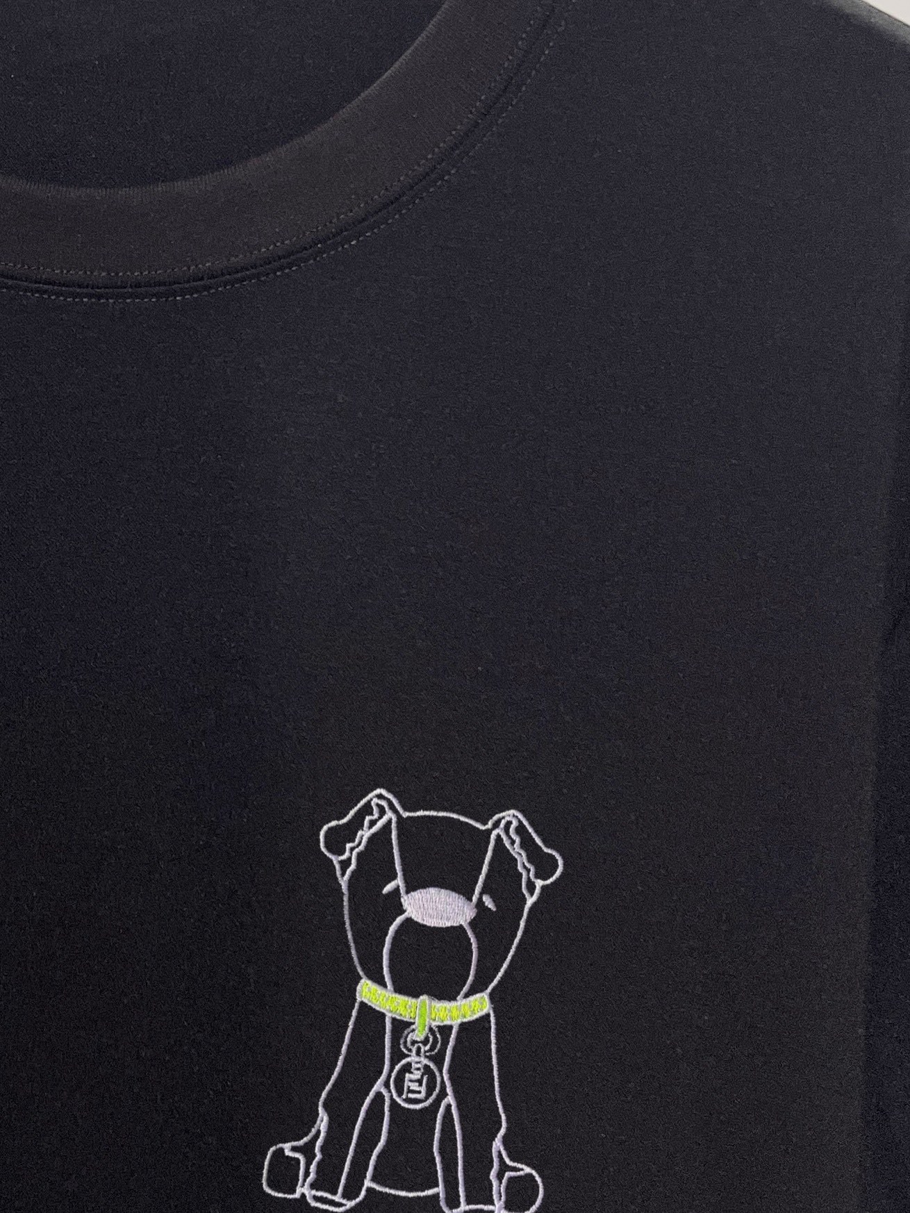 FENDI原單小狗刺繡短袖T恤寬鬆潮流純棉款| 9 FENDI原單小狗刺繡短袖T恤寬鬆潮流純棉款