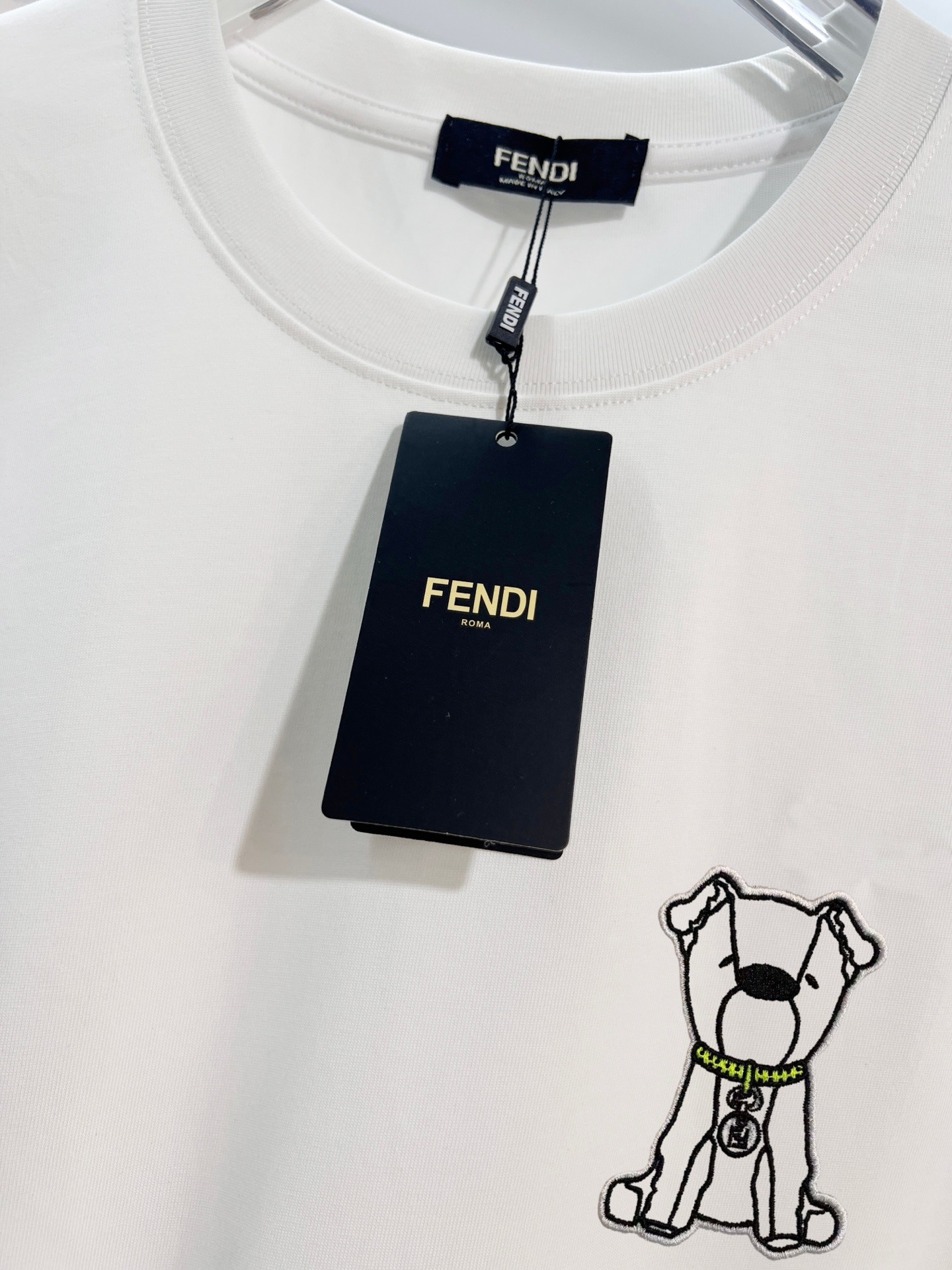 FENDI高仿小狗刺繡短袖T恤精品潮流寬鬆款| 12 FENDI高仿小狗刺繡短袖T恤精品潮流寬鬆款