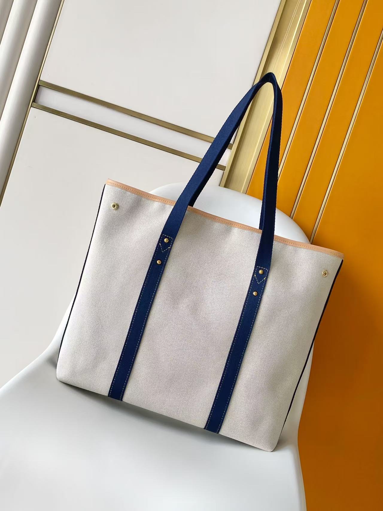 LV 一比一 On The Go Canvas 托特購物包 藍色肩帶款| 13 LV 一比一 On The Go Canvas 托特購物包 藍色肩帶款