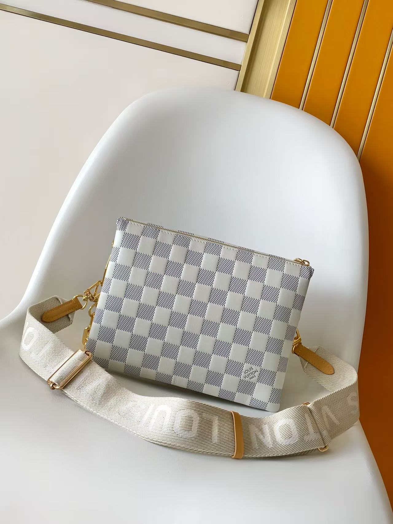 LV高仿 Damier Azur 白棋盤格鏈條包 女士肩背包 斜背精品小包| 13 LV高仿 Damier Azur 白棋盤格鏈條包 女士肩背包 斜背精品小包