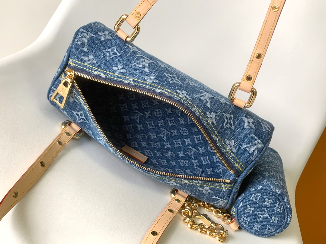 LV高仿 Monogram Denim牛仔圓筒鏈條肩背包| 8 LV高仿 Monogram Denim牛仔圓筒鏈條肩背包