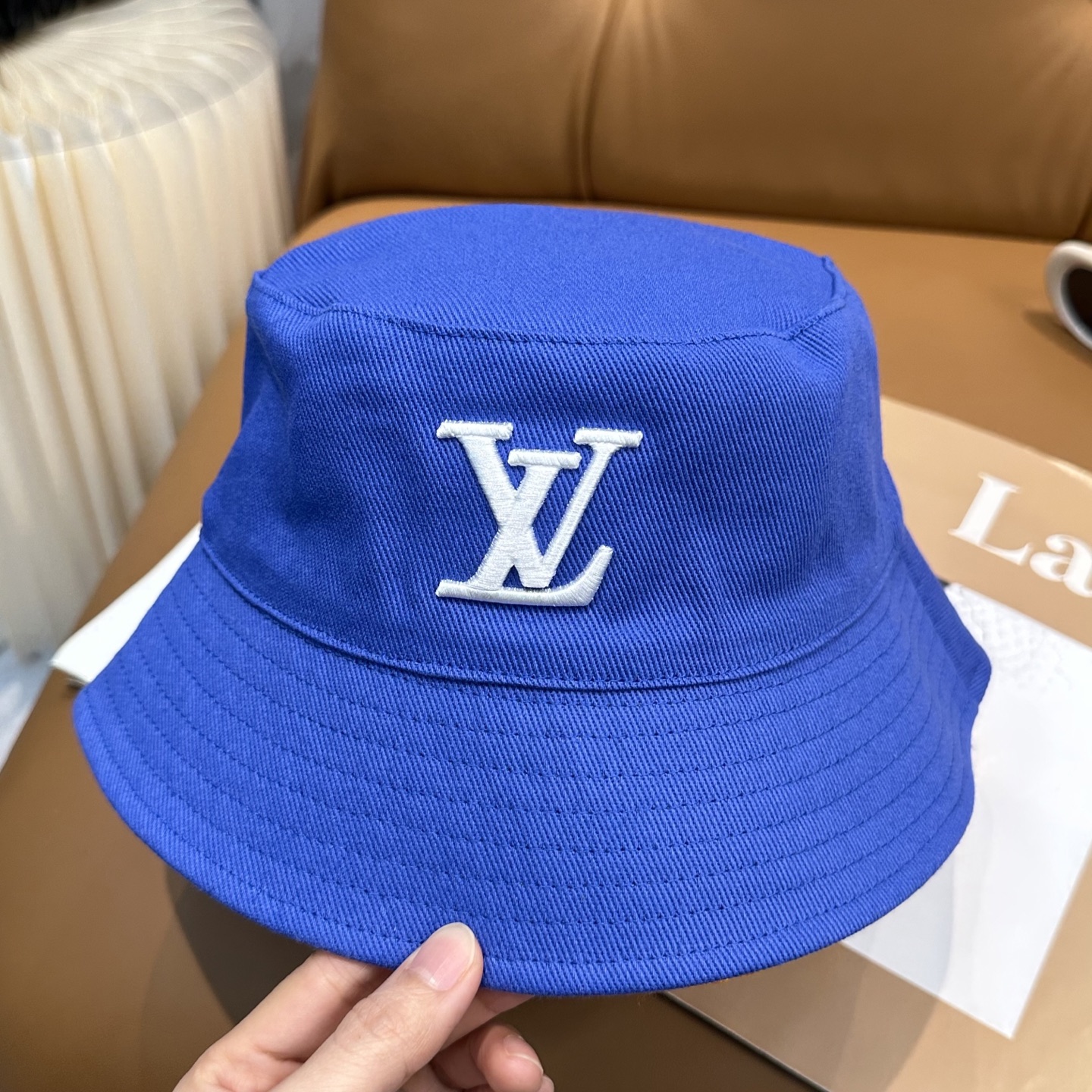 高仿LV 雙面刺繡Logo 漁夫帽藍色款| 14 高仿LV 雙面刺繡Logo 漁夫帽藍色款