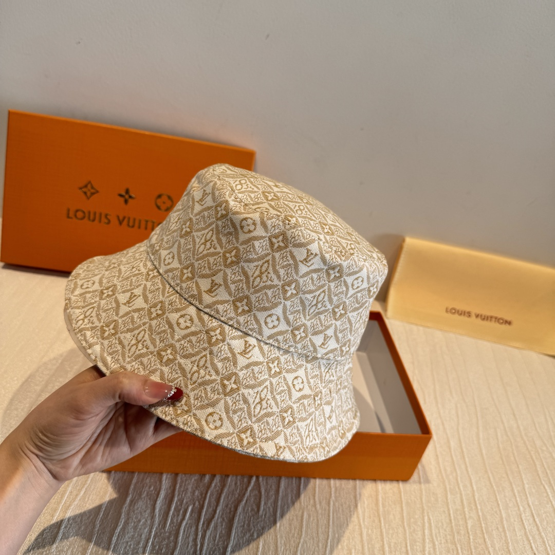 LV一比一米色老花漁夫帽簡約精品百搭帽款| 13 LV一比一米色老花漁夫帽簡約精品百搭帽款