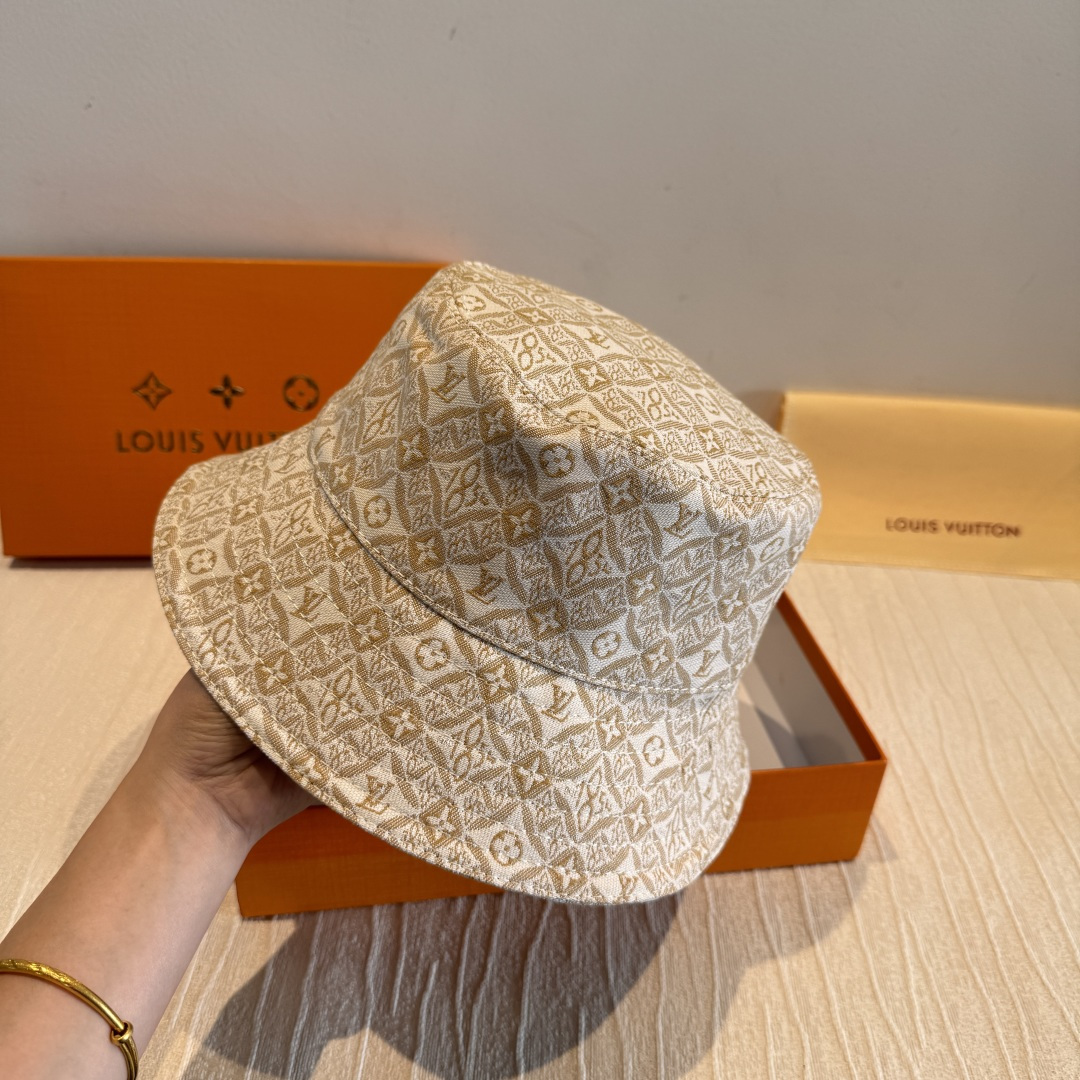 LV一比一米色老花漁夫帽簡約精品百搭帽款| 12 LV一比一米色老花漁夫帽簡約精品百搭帽款
