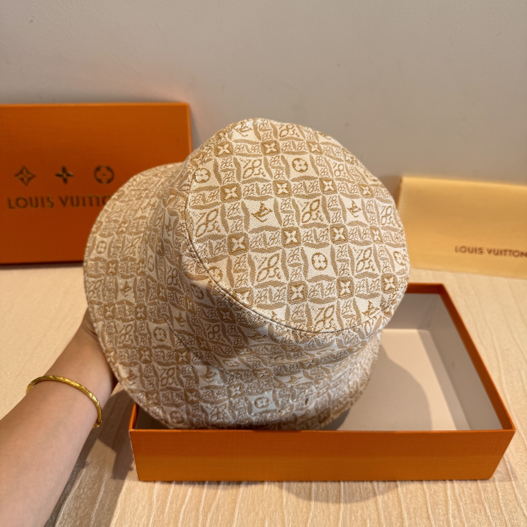 LV一比一米色老花漁夫帽簡約精品百搭帽款| 11 LV一比一米色老花漁夫帽簡約精品百搭帽款