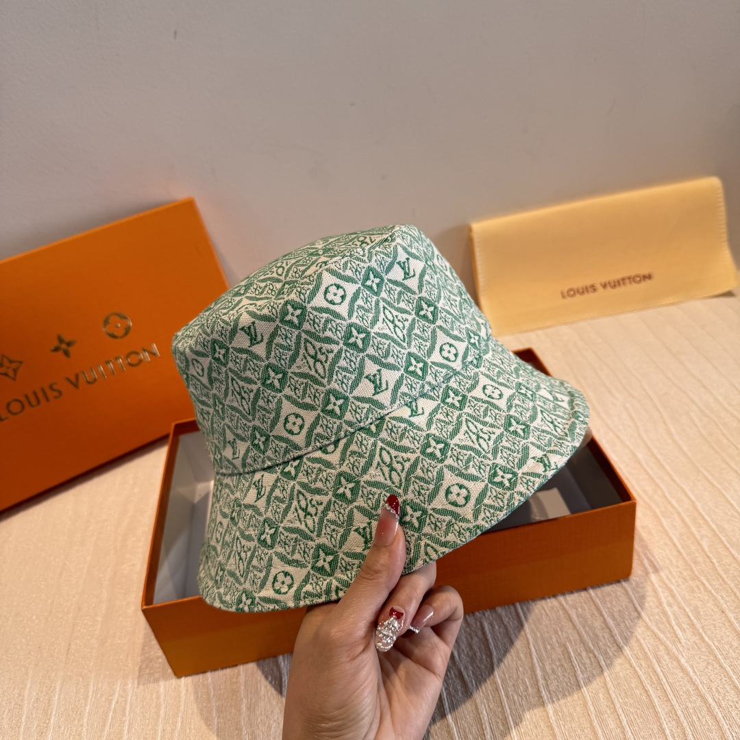 LV原單綠色老花漁夫帽精品休閒百搭帽款| 14 LV原單綠色老花漁夫帽精品休閒百搭帽款