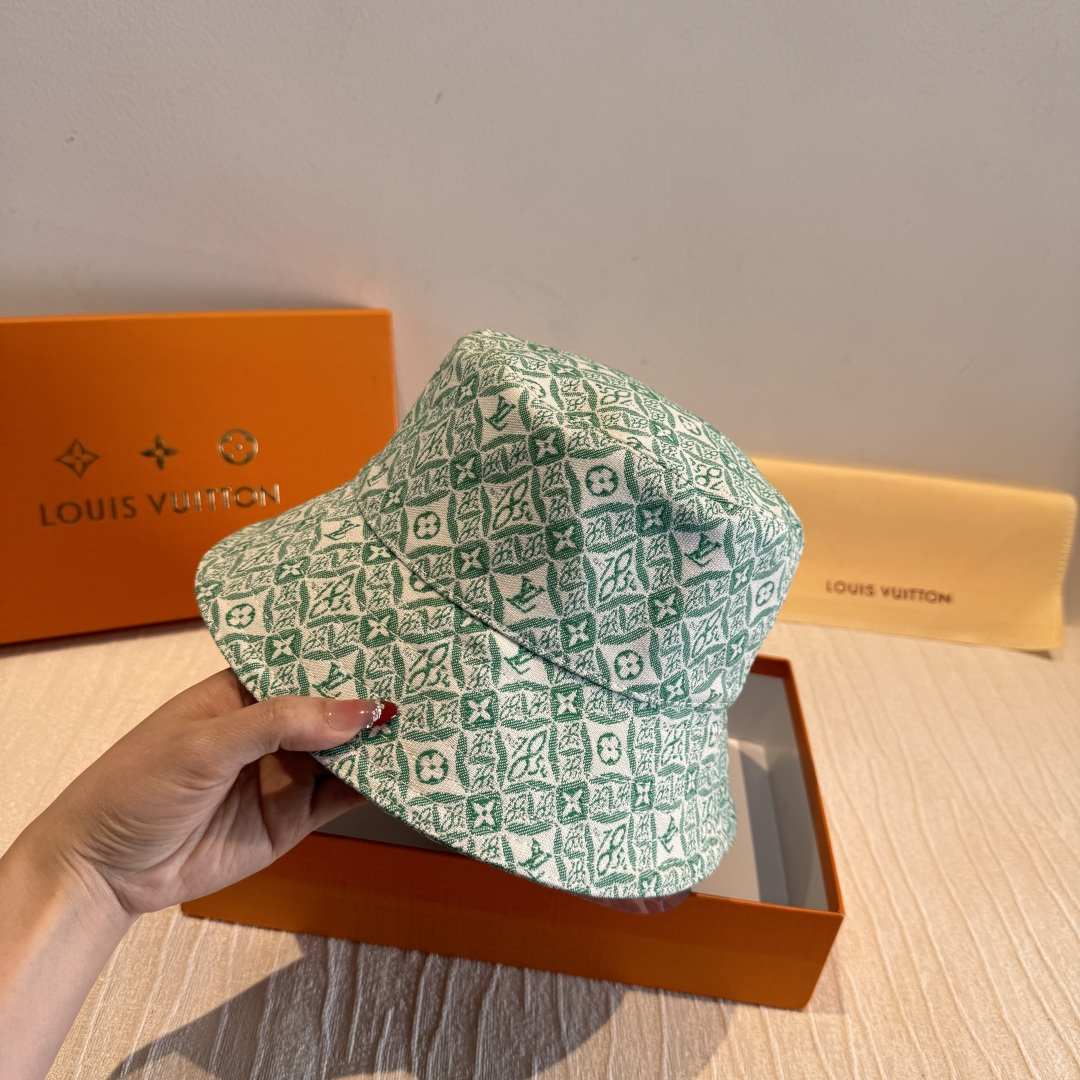 LV原單綠色老花漁夫帽精品休閒百搭帽款| 13 LV原單綠色老花漁夫帽精品休閒百搭帽款