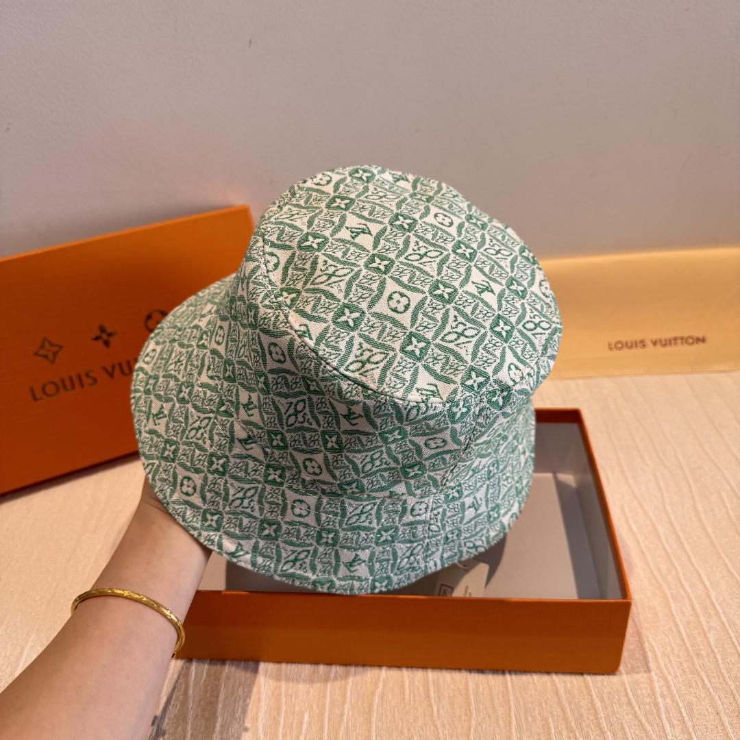 LV原單綠色老花漁夫帽精品休閒百搭帽款| 11 LV原單綠色老花漁夫帽精品休閒百搭帽款
