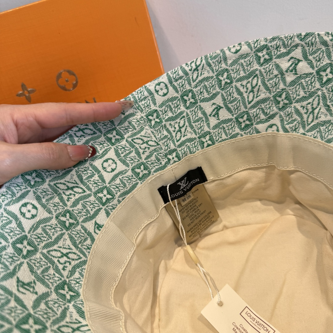 LV原單綠色老花漁夫帽精品休閒百搭帽款| 9 LV原單綠色老花漁夫帽精品休閒百搭帽款