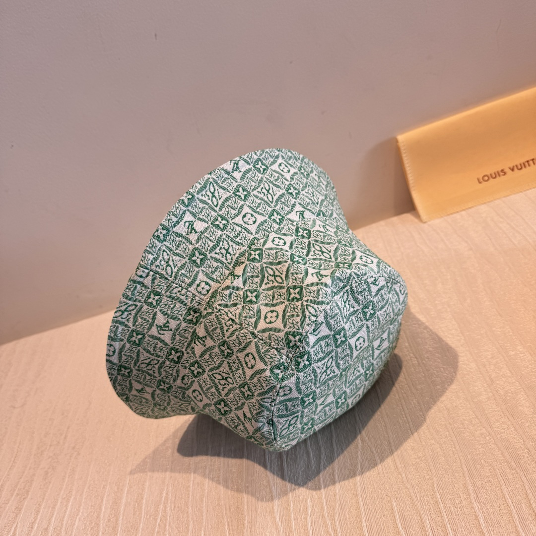 LV原單綠色老花漁夫帽精品休閒百搭帽款| 8 LV原單綠色老花漁夫帽精品休閒百搭帽款