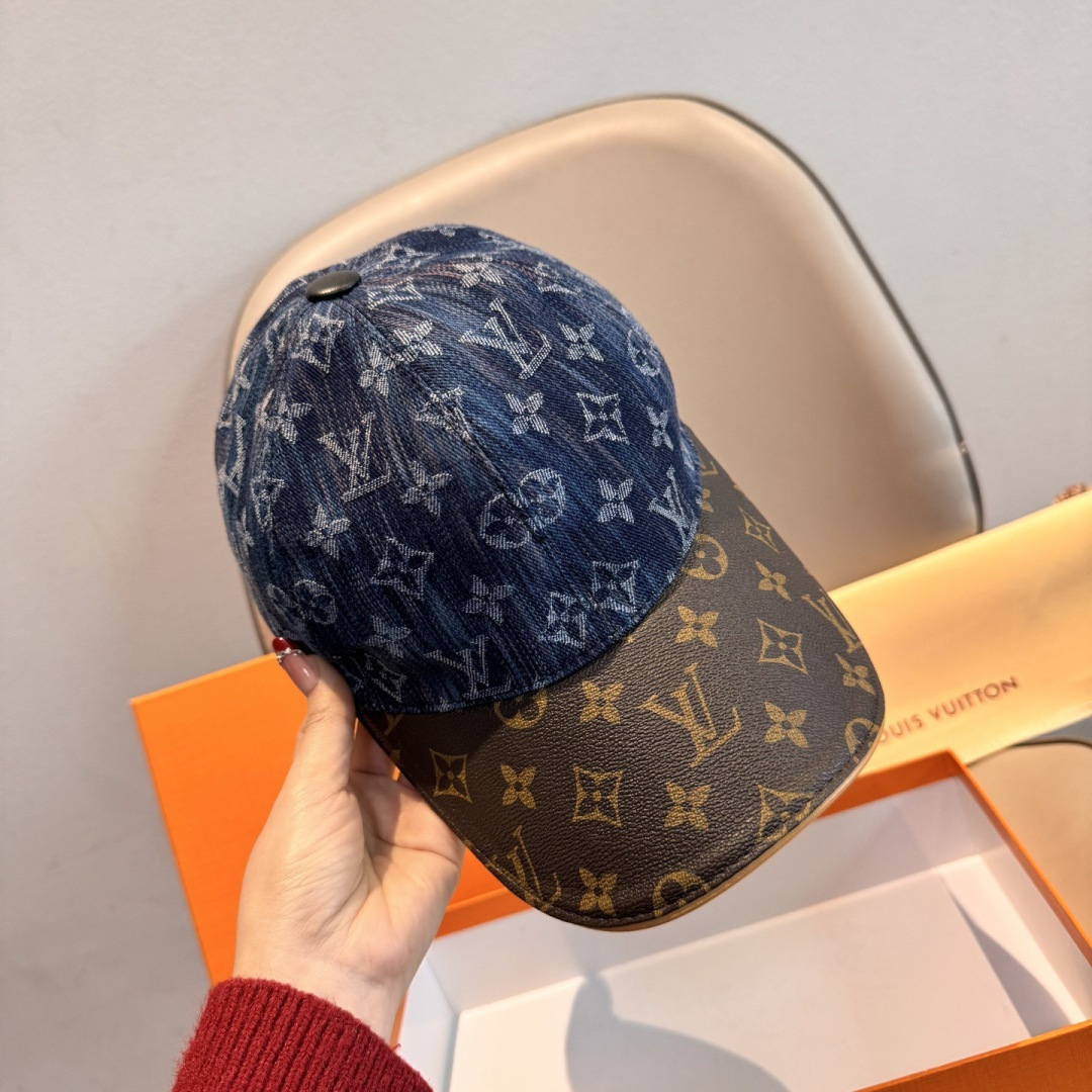 LV原單深藍丹寧拼接Monogram棒球帽潮流休閒款| 14 LV原單深藍丹寧拼接Monogram棒球帽潮流休閒款