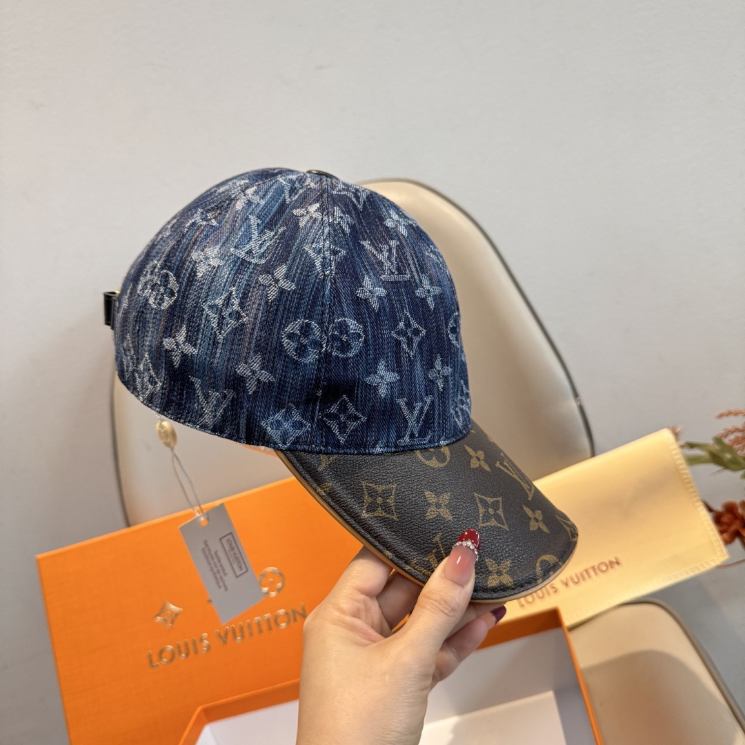 LV原單深藍丹寧拼接Monogram棒球帽潮流休閒款| 11 LV原單深藍丹寧拼接Monogram棒球帽潮流休閒款