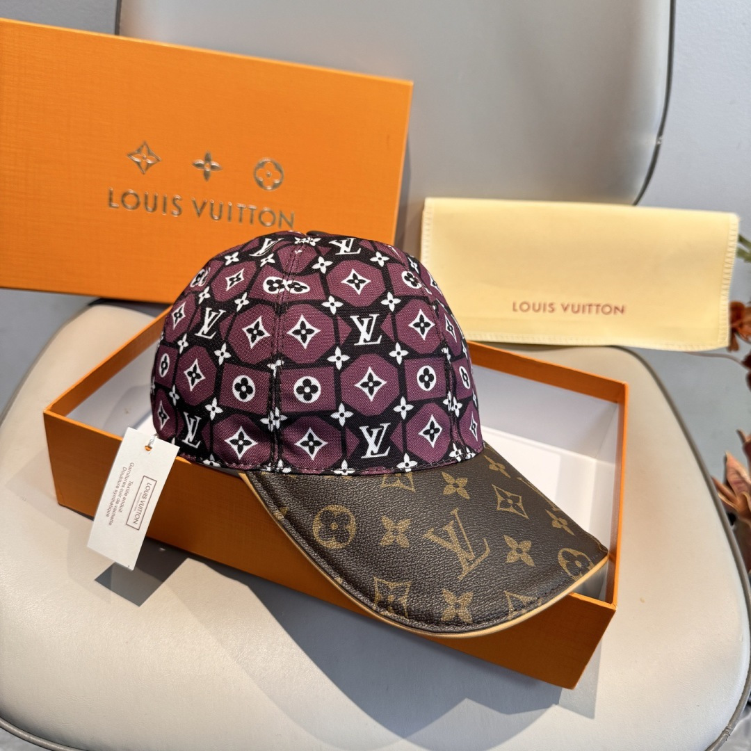 LV一比一酒紅幾何Monogram棒球帽精品休閒款| 14 LV一比一酒紅幾何Monogram棒球帽精品休閒款