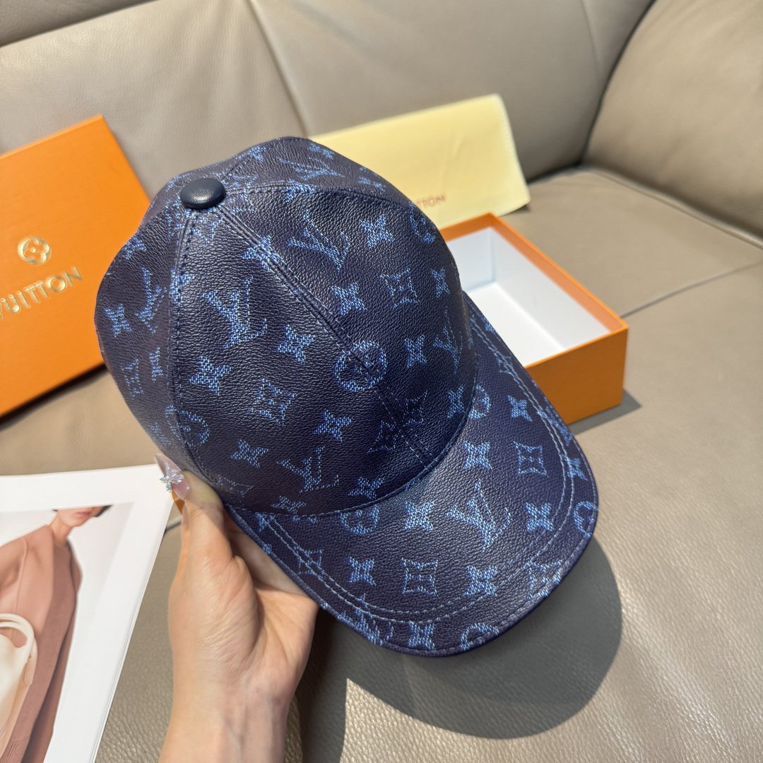 LV原單深藍Monogram壓紋鴨舌帽精品休閒帽| 13 LV原單深藍Monogram壓紋鴨舌帽精品休閒帽