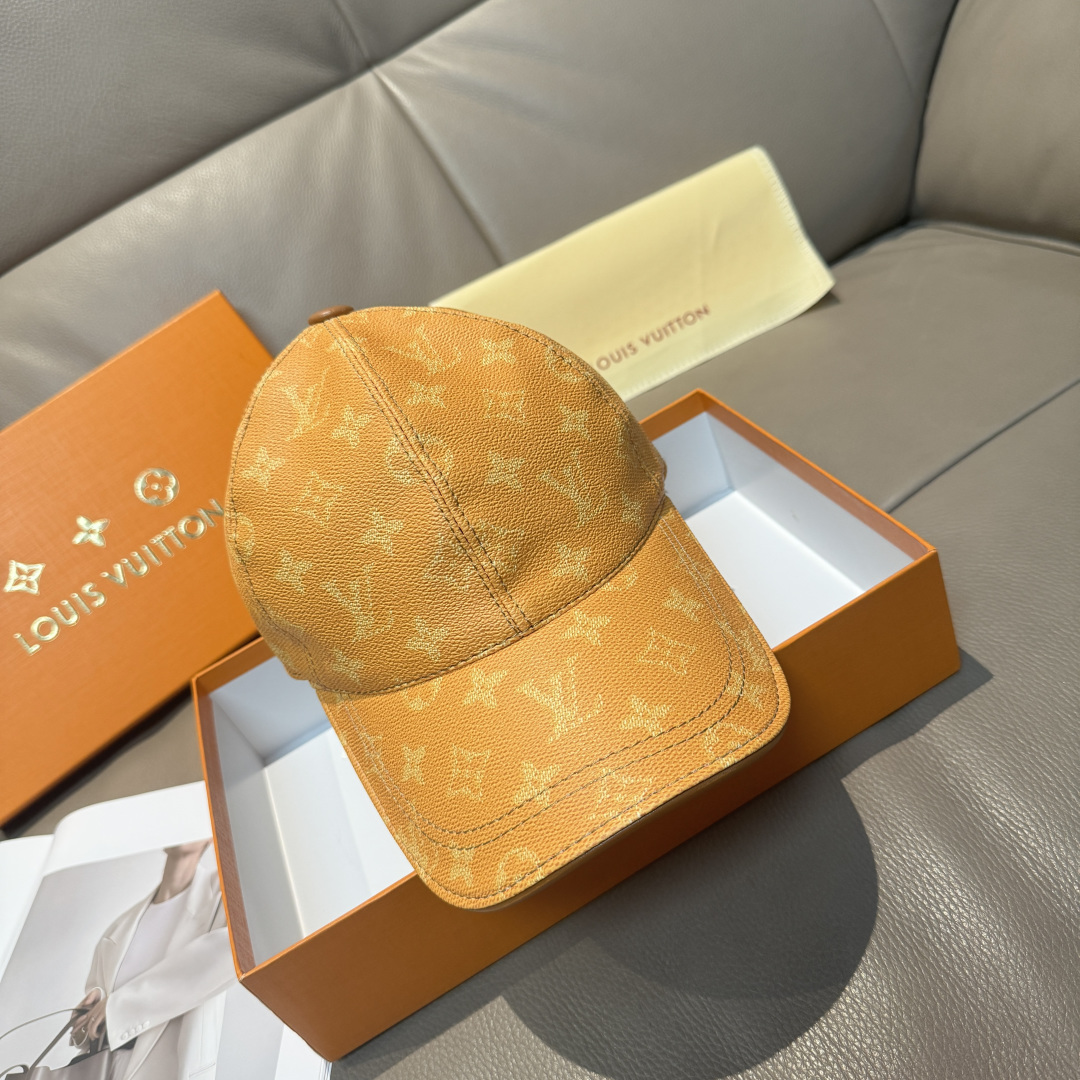 LV一比一黃色Monogram壓紋精品棒球帽| 6 LV一比一黃色Monogram壓紋精品棒球帽
