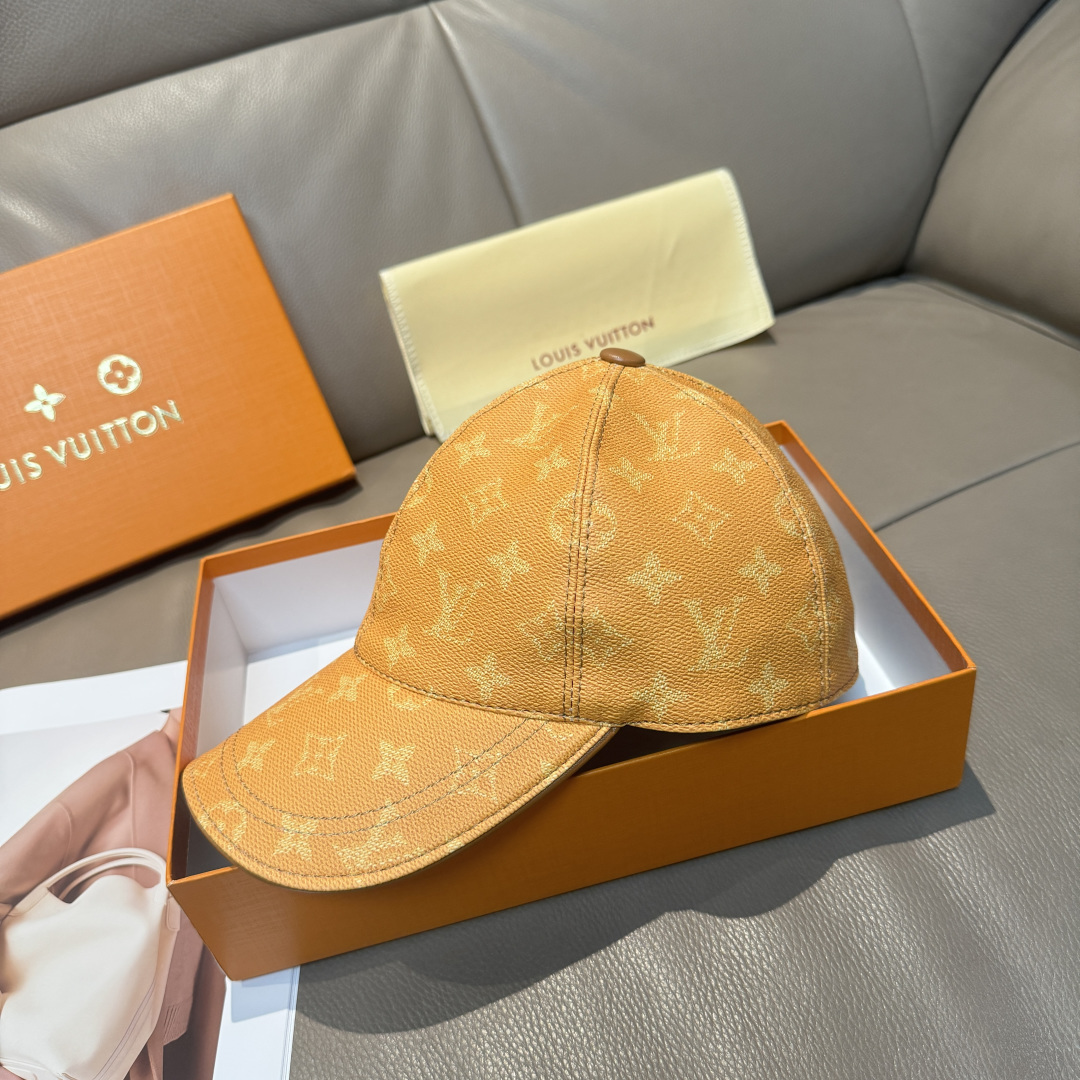 LV一比一黃色Monogram壓紋精品棒球帽| 14 LV一比一黃色Monogram壓紋精品棒球帽