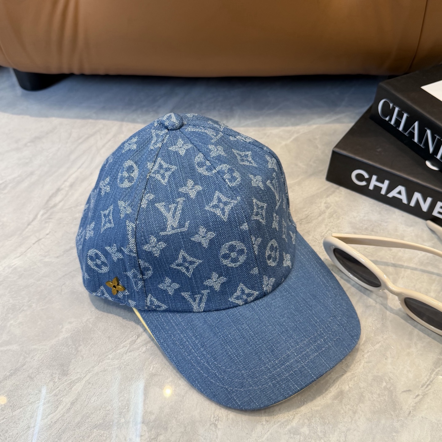 LV原單藍色丹寧Monogram鴨舌帽精品休閒款| 8 LV原單藍色丹寧Monogram鴨舌帽精品休閒款
