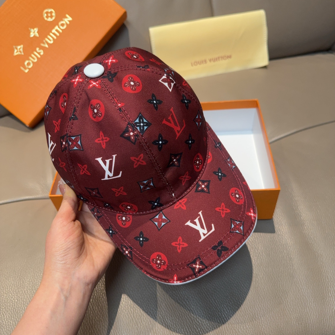 LV高仿酒紅Monogram潮流棒球帽精品帽款| 12 LV高仿酒紅Monogram潮流棒球帽精品帽款