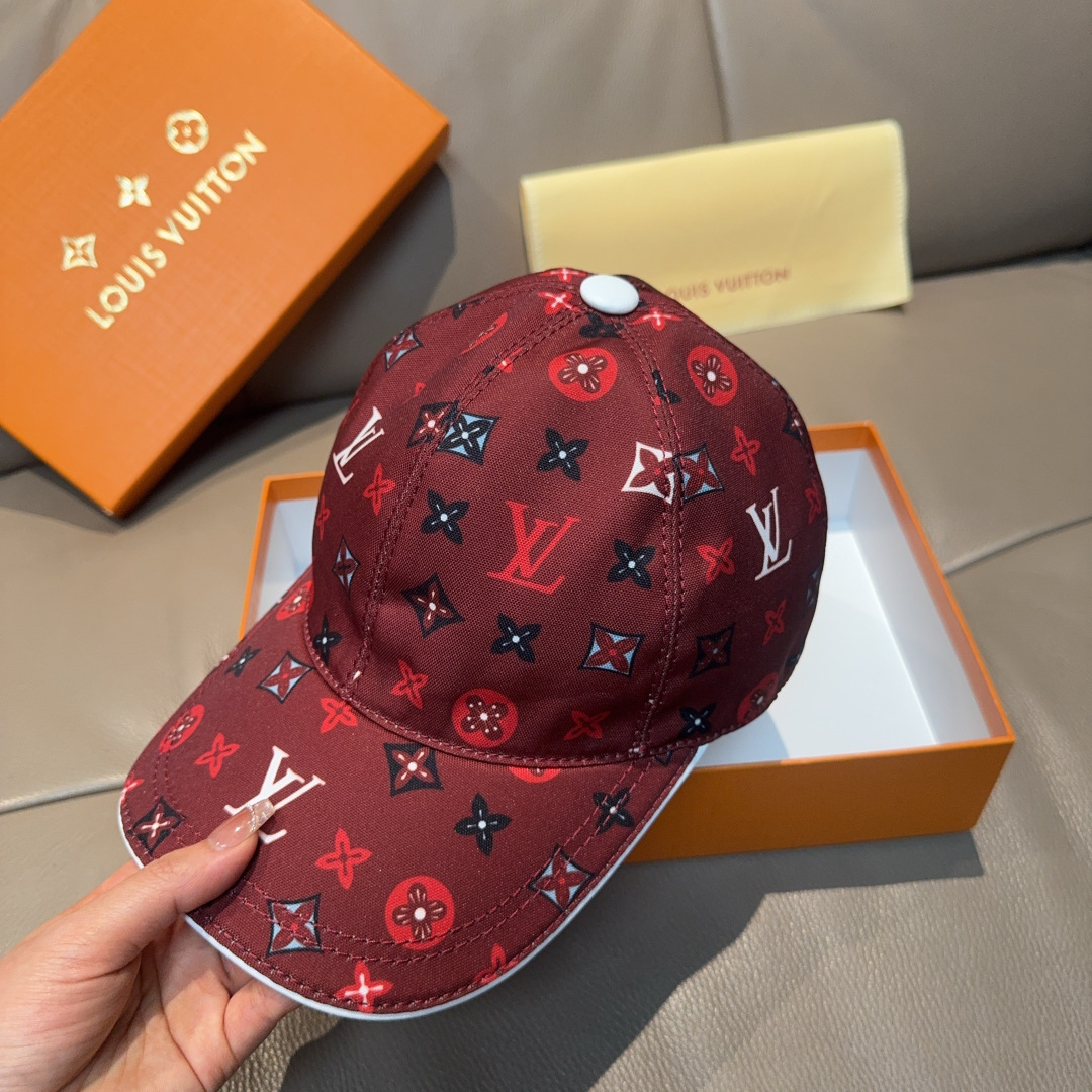 LV高仿酒紅Monogram潮流棒球帽精品帽款| 11 LV高仿酒紅Monogram潮流棒球帽精品帽款