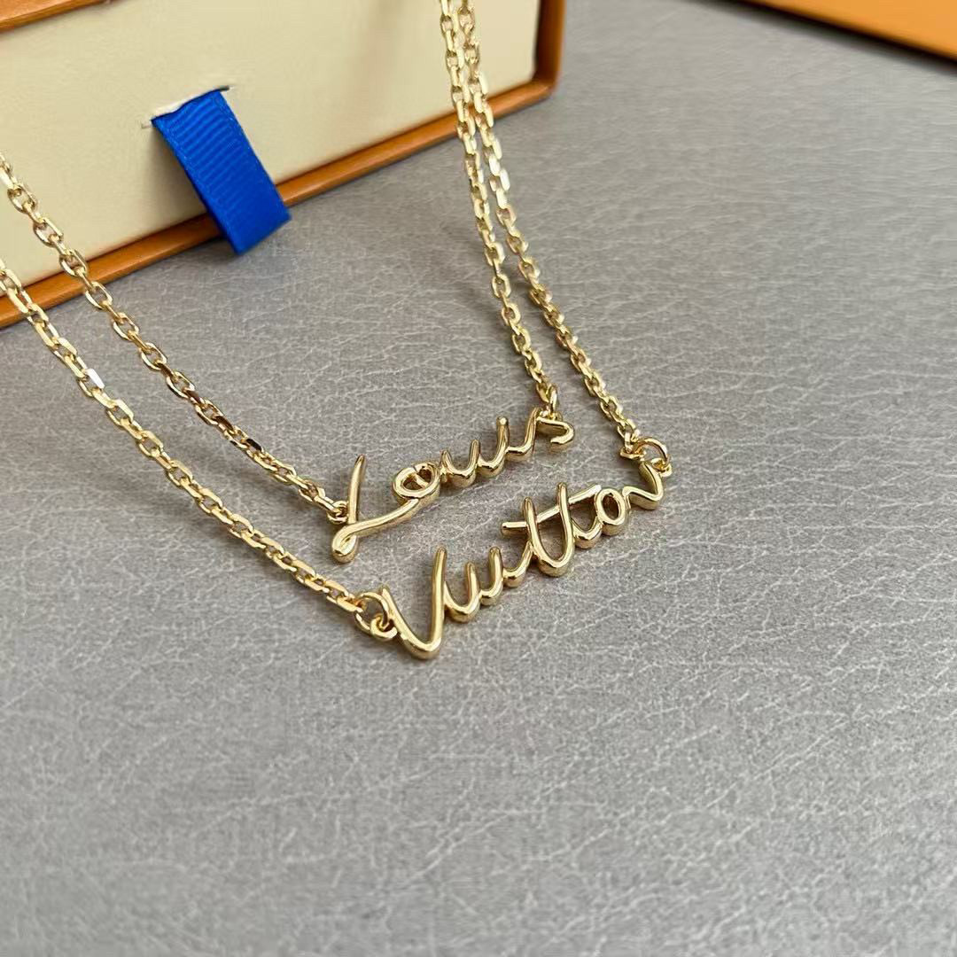 LV高仿雙層字母項鍊 女款金色字母鎖骨鏈 高級感百搭飾品| 10 LV高仿雙層字母項鍊 女款金色字母鎖骨鏈 高級感百搭飾品
