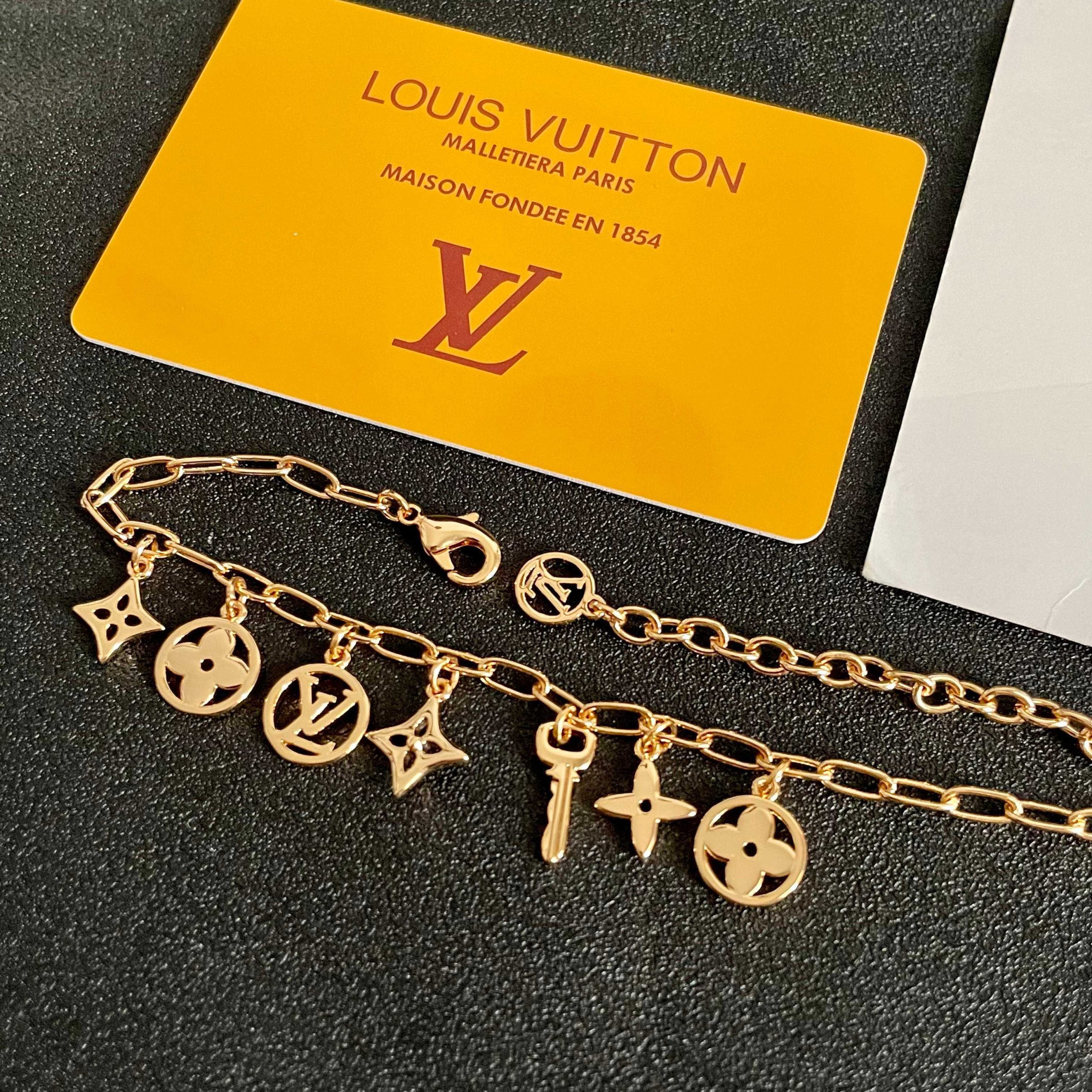 LV一比一字母鑲鑽手鍊 女款金屬鏈條設計 高級感百搭精品手環| 7 LV一比一字母鑲鑽手鍊 女款金屬鏈條設計 高級感百搭精品手環