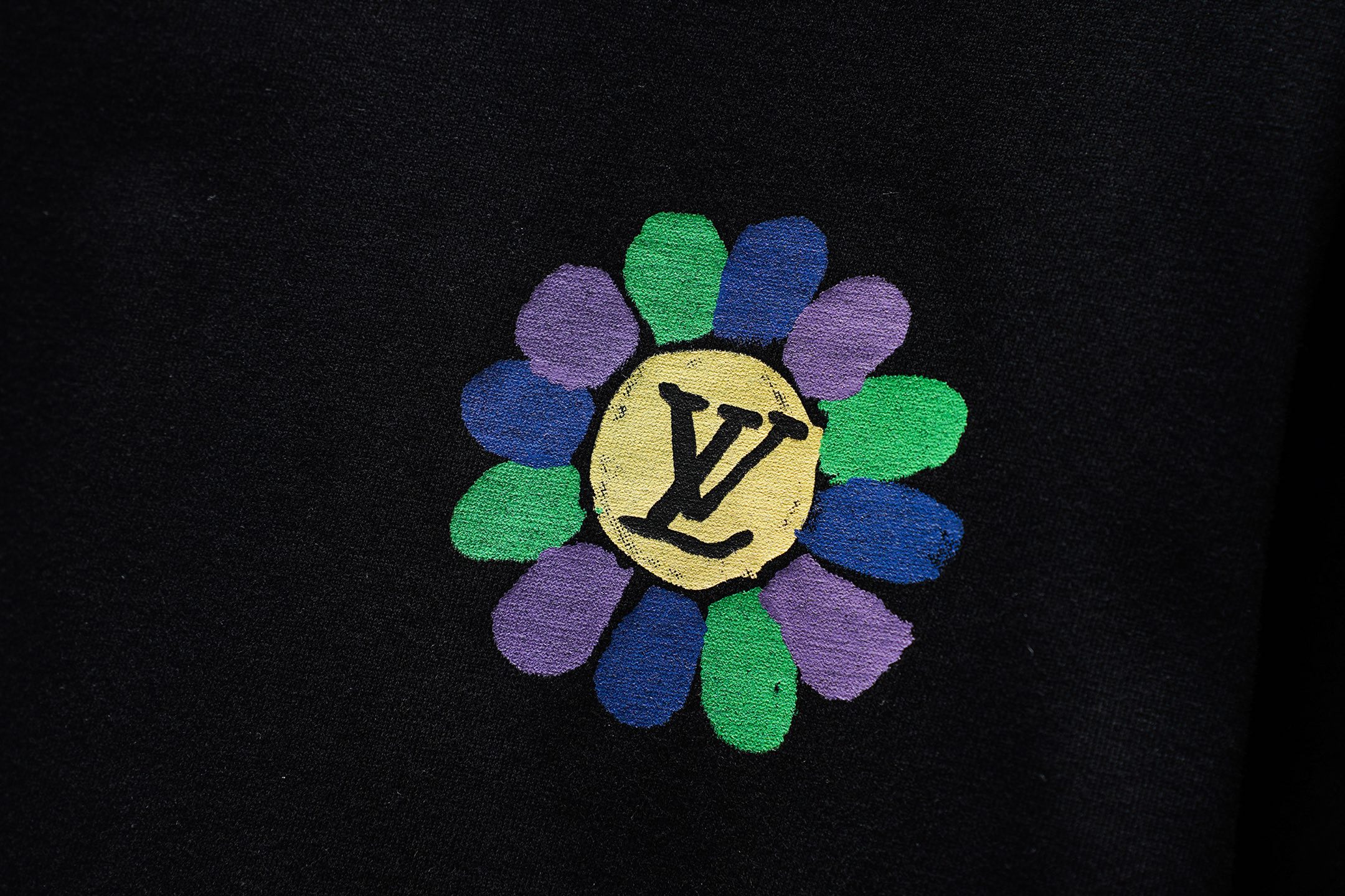 LV 原單男款花卉刺繡黑色短袖T恤 潮流百搭款| 11 LV 原單男款花卉刺繡黑色短袖T恤 潮流百搭款