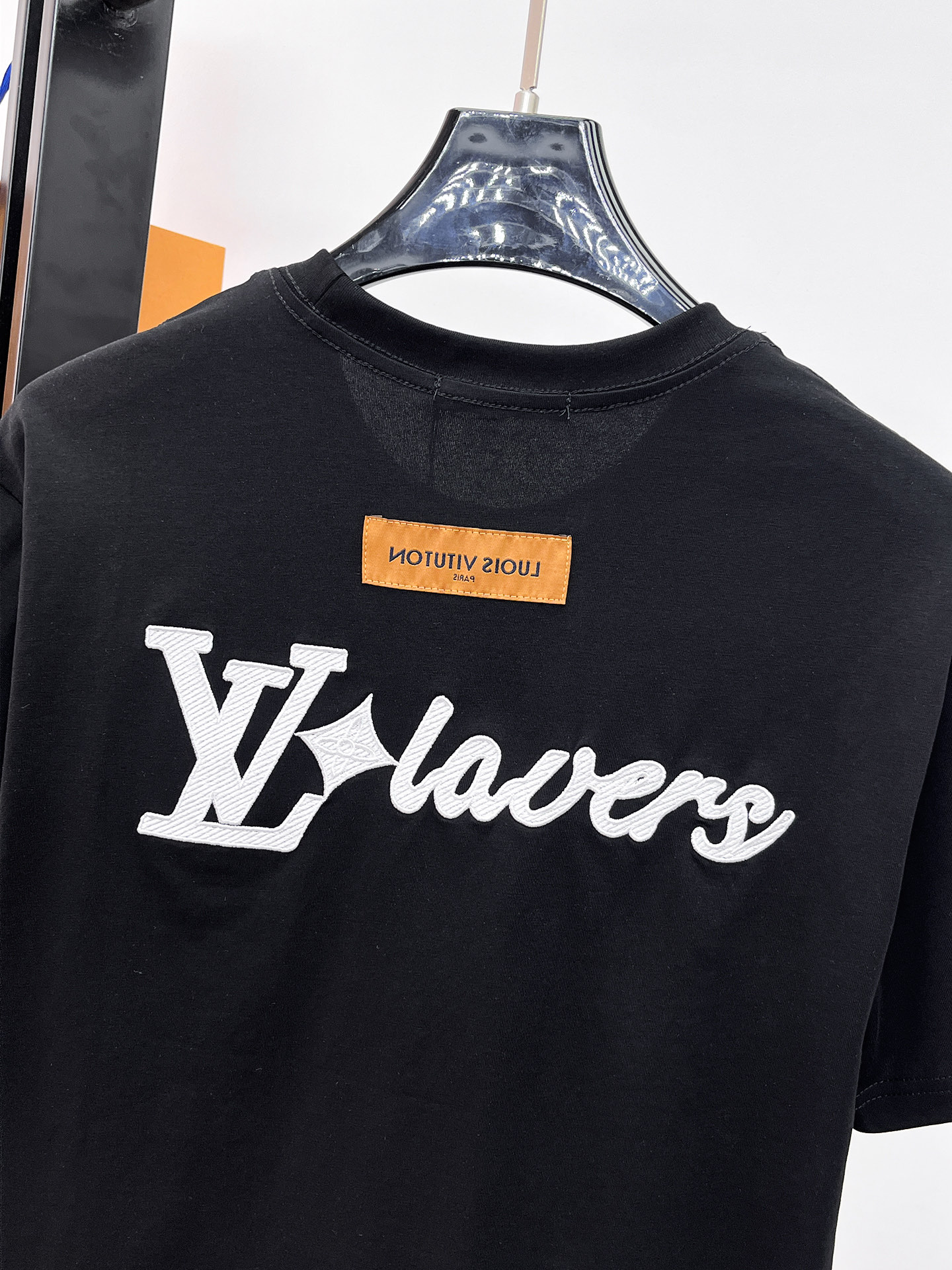 LV高仿立體字母刺繡短袖T恤黑色男士潮流上衣| 12 LV高仿立體字母刺繡短袖T恤黑色男士潮流上衣