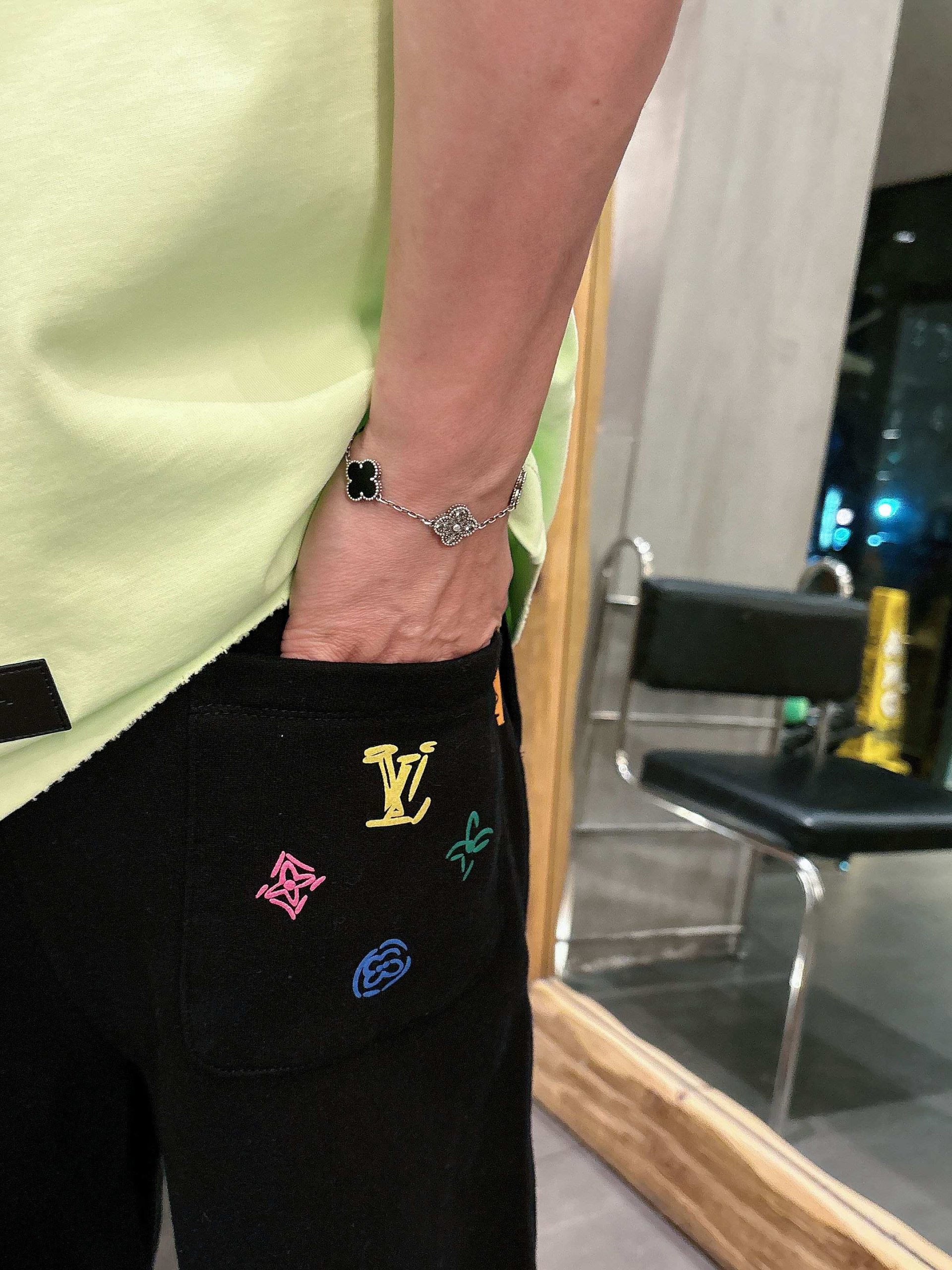 LV A貨多色印花短褲 潮流圖案設計男士休閒運動五分褲 黑色| 8 LV A貨多色印花短褲 潮流圖案設計男士休閒運動五分褲 黑色